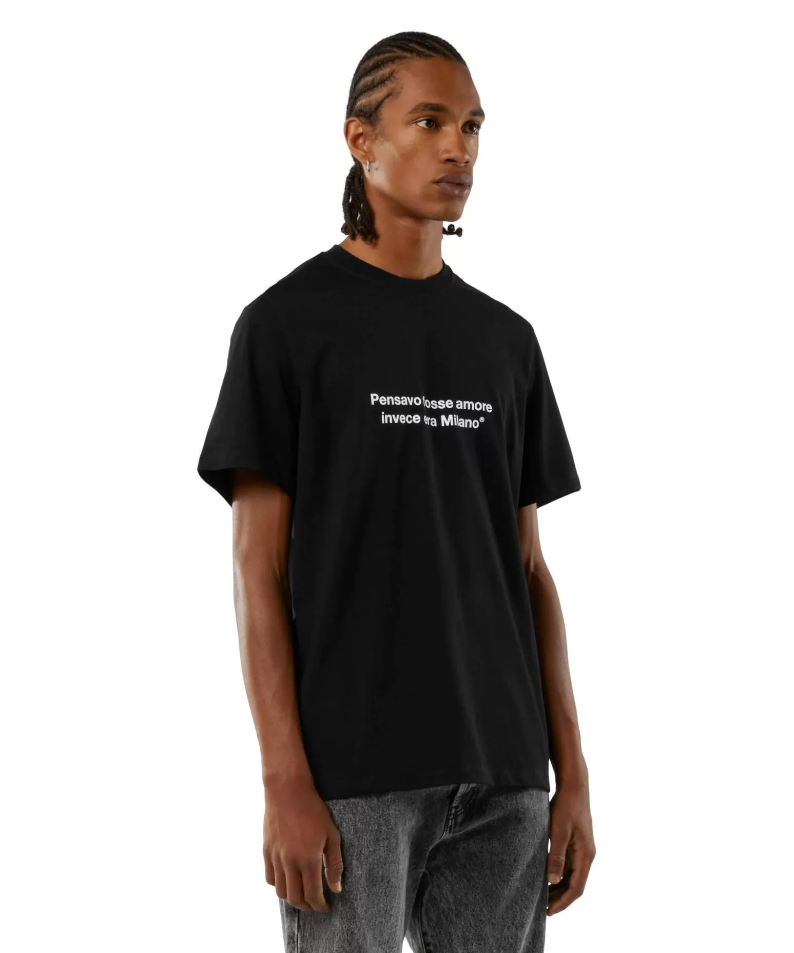 Uomo MSGM T-Shirt Girocollo Con Quote "Pensavo Fosse Amore Invece Era Milano"