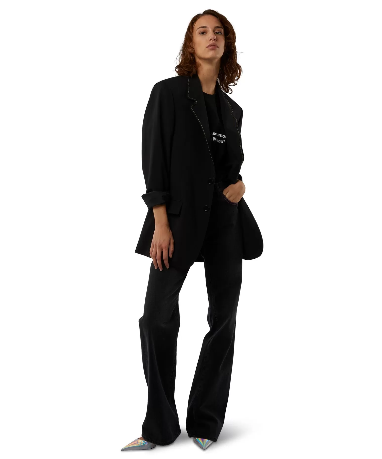 Donna MSGM T-Shirt Girocollo Con Quote "Pensavo Fosse Amore Invece Era Milano"