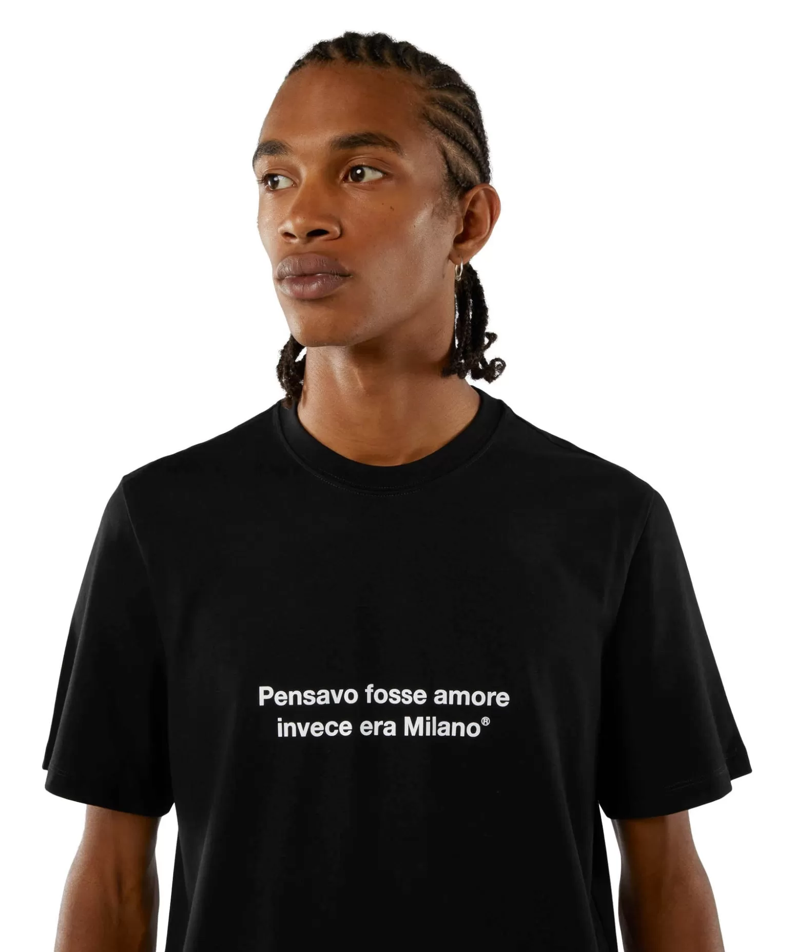 Uomo MSGM T-Shirt Girocollo Con Quote "Pensavo Fosse Amore Invece Era Milano"