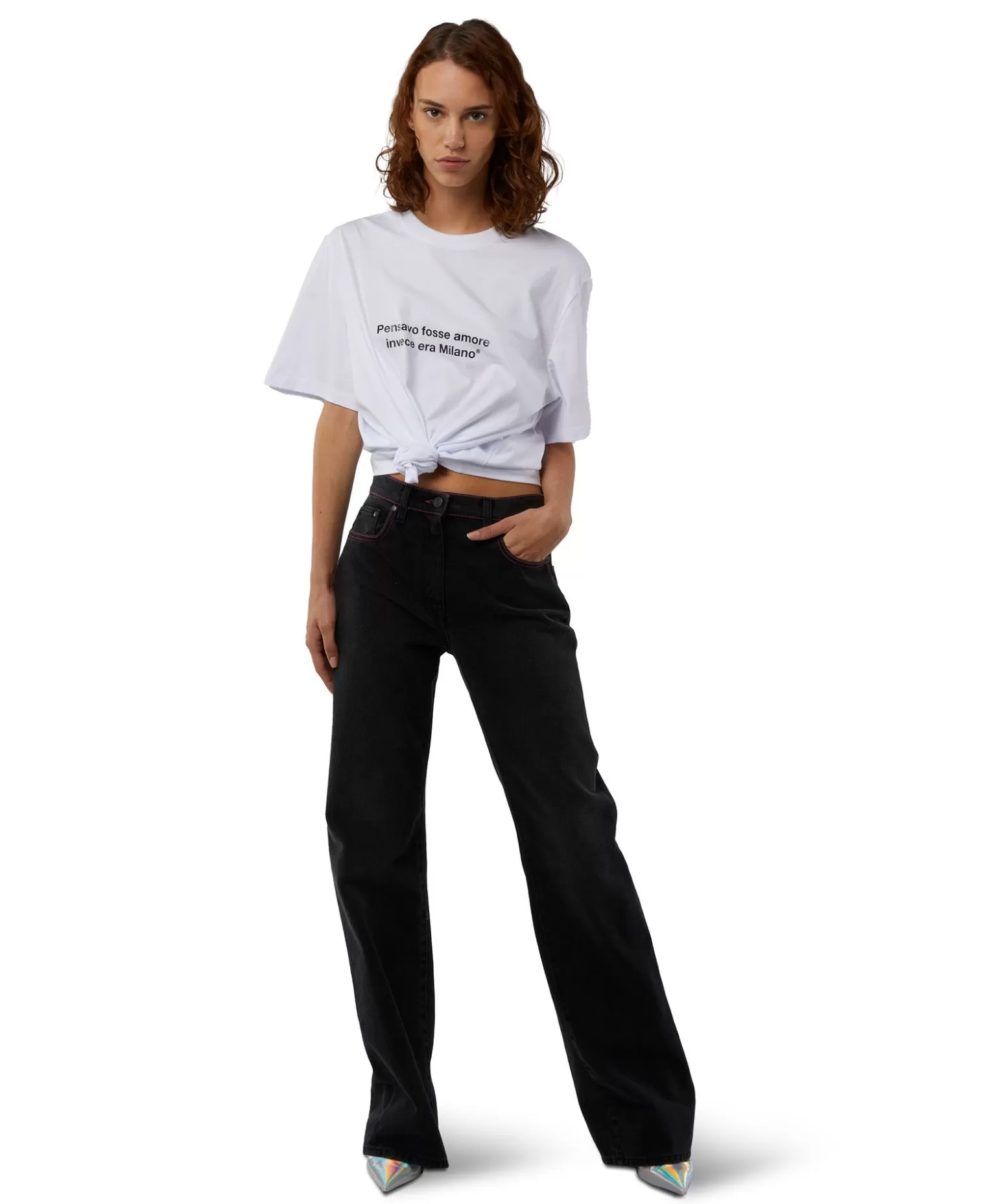 Uomo MSGM T-Shirt Girocollo Con Quote "Pensavo Fosse Amore Invece Era Milano"
