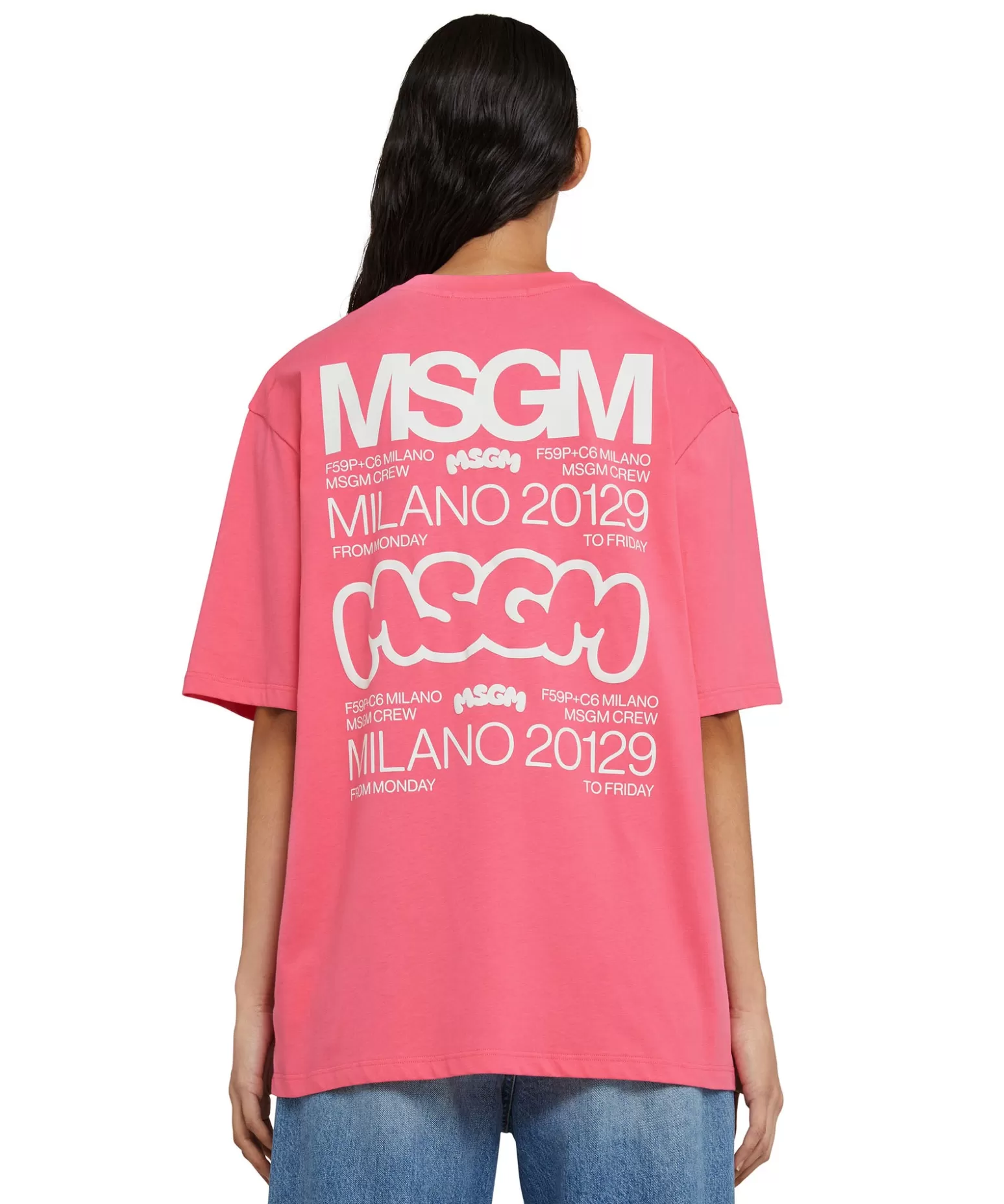 Donna MSGM T-Shirt Girocollo In Cotone Burro Studio X