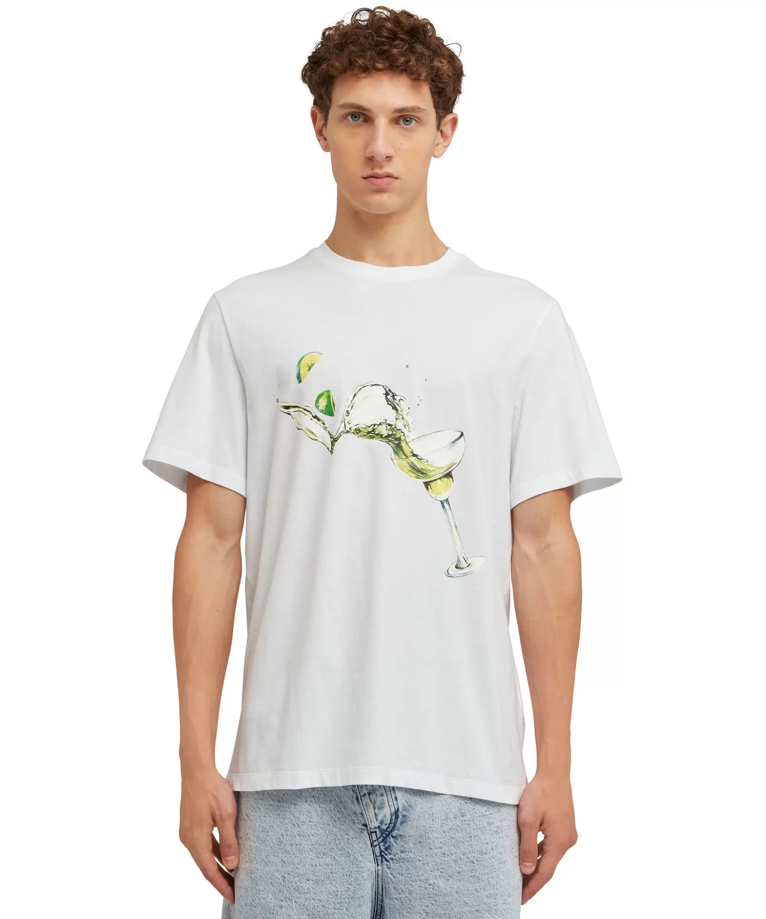 Uomo MSGM T-Shirt Girocollo In Cotone Con Grafica " Margarita" E "Club Paradiso"