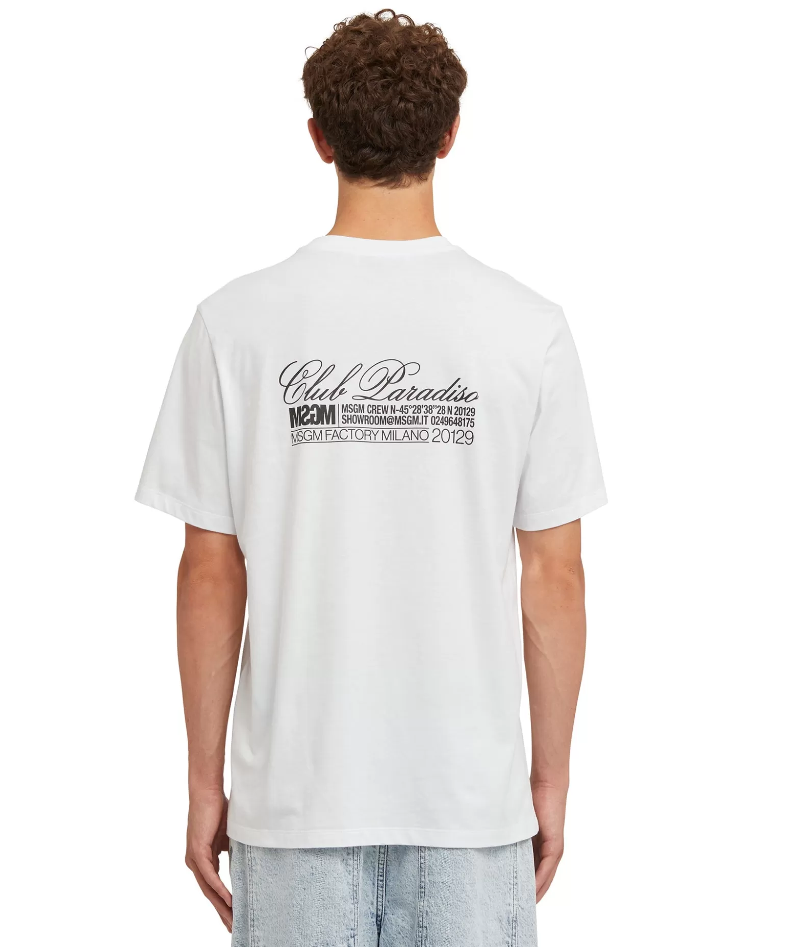 Uomo MSGM T-Shirt Girocollo In Cotone Con Grafica " Margarita" E "Club Paradiso"