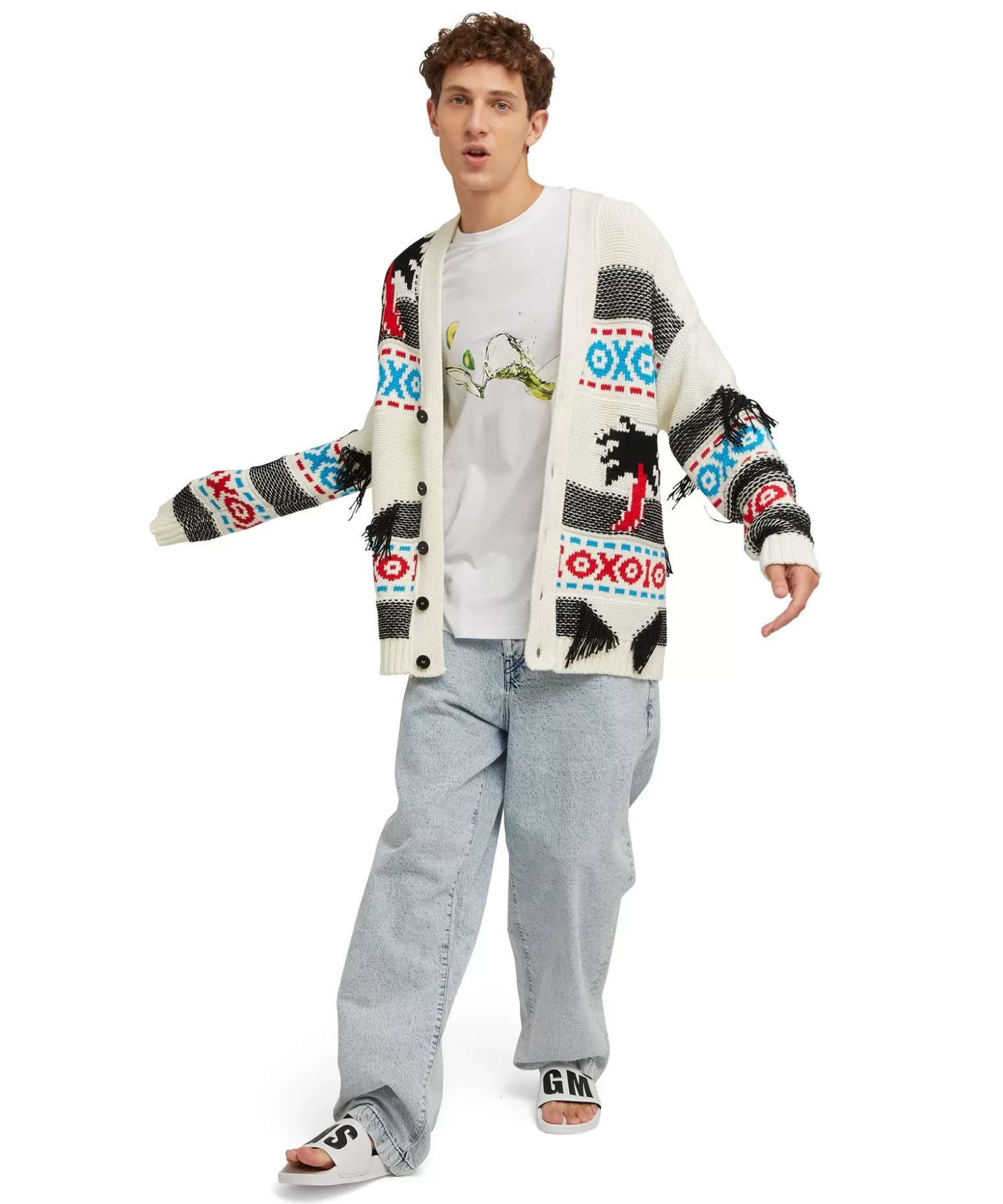 Uomo MSGM T-Shirt Girocollo In Cotone Con Grafica " Margarita" E "Club Paradiso"