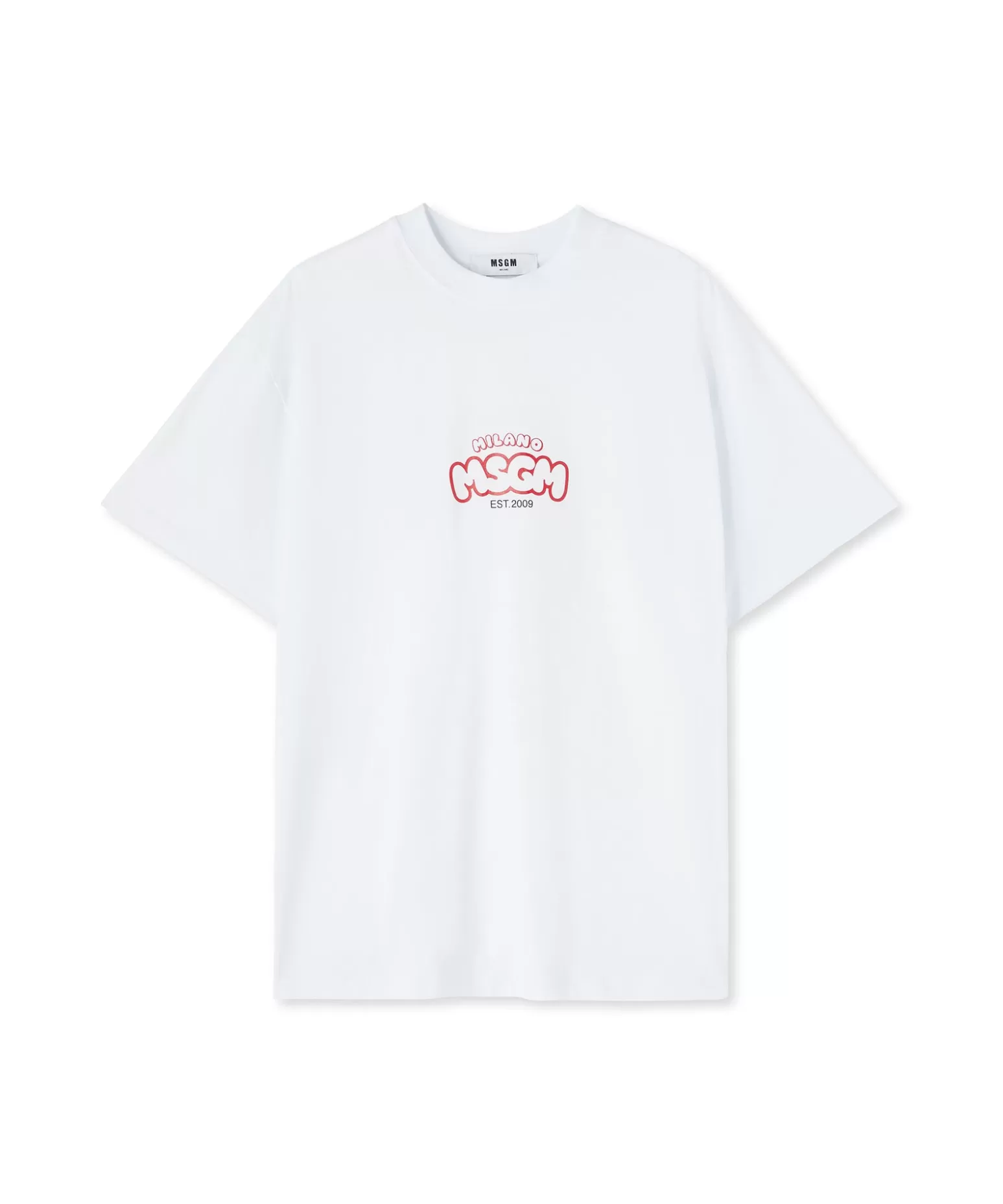 Uomo MSGM T-Shirt Girocollo In Cotone Con Logo E Grafica "Cocktail" Burro Studio X