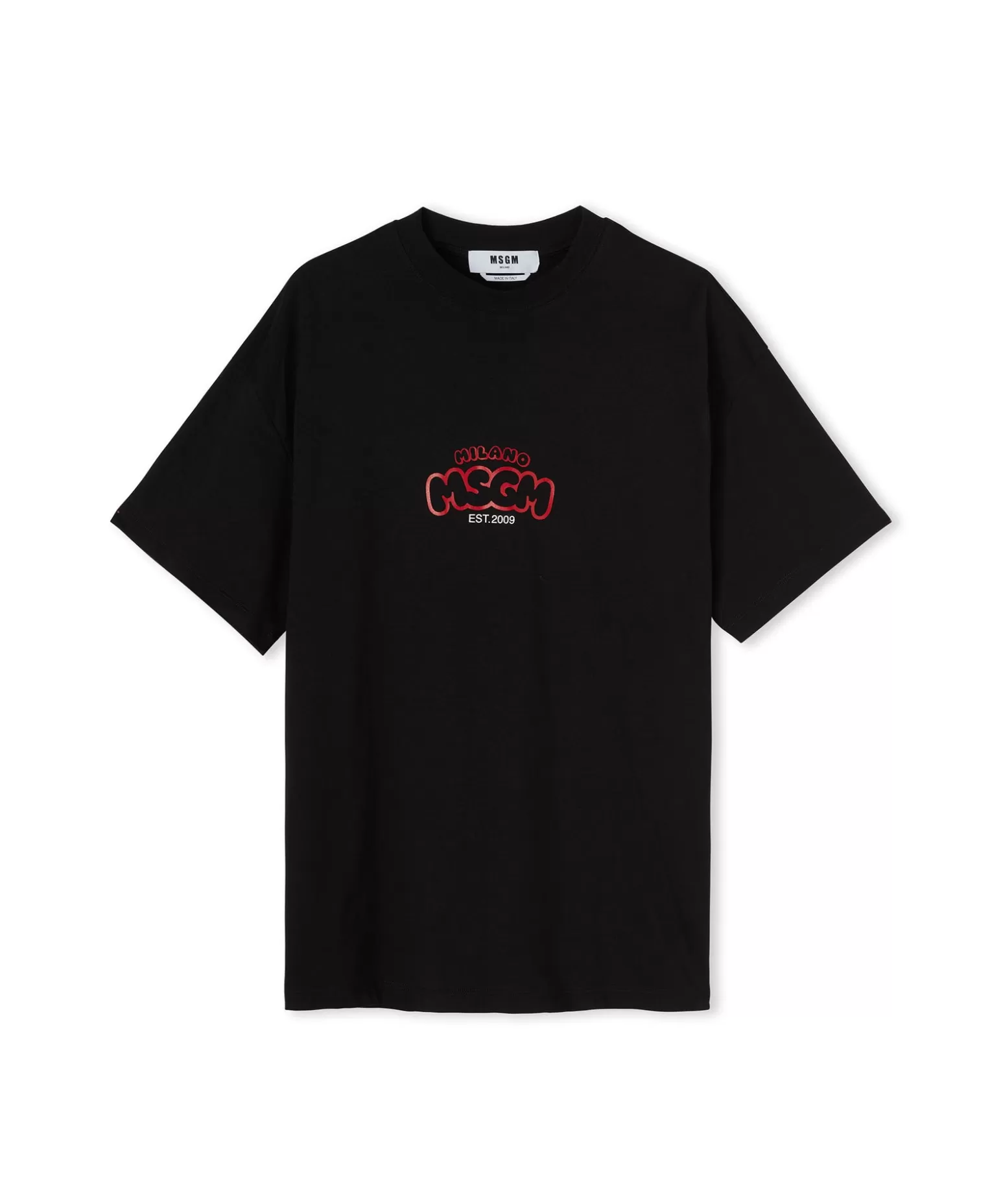 Uomo MSGM T-Shirt Girocollo In Cotone Con Logo E Grafica "Cocktail" Burro Studio X