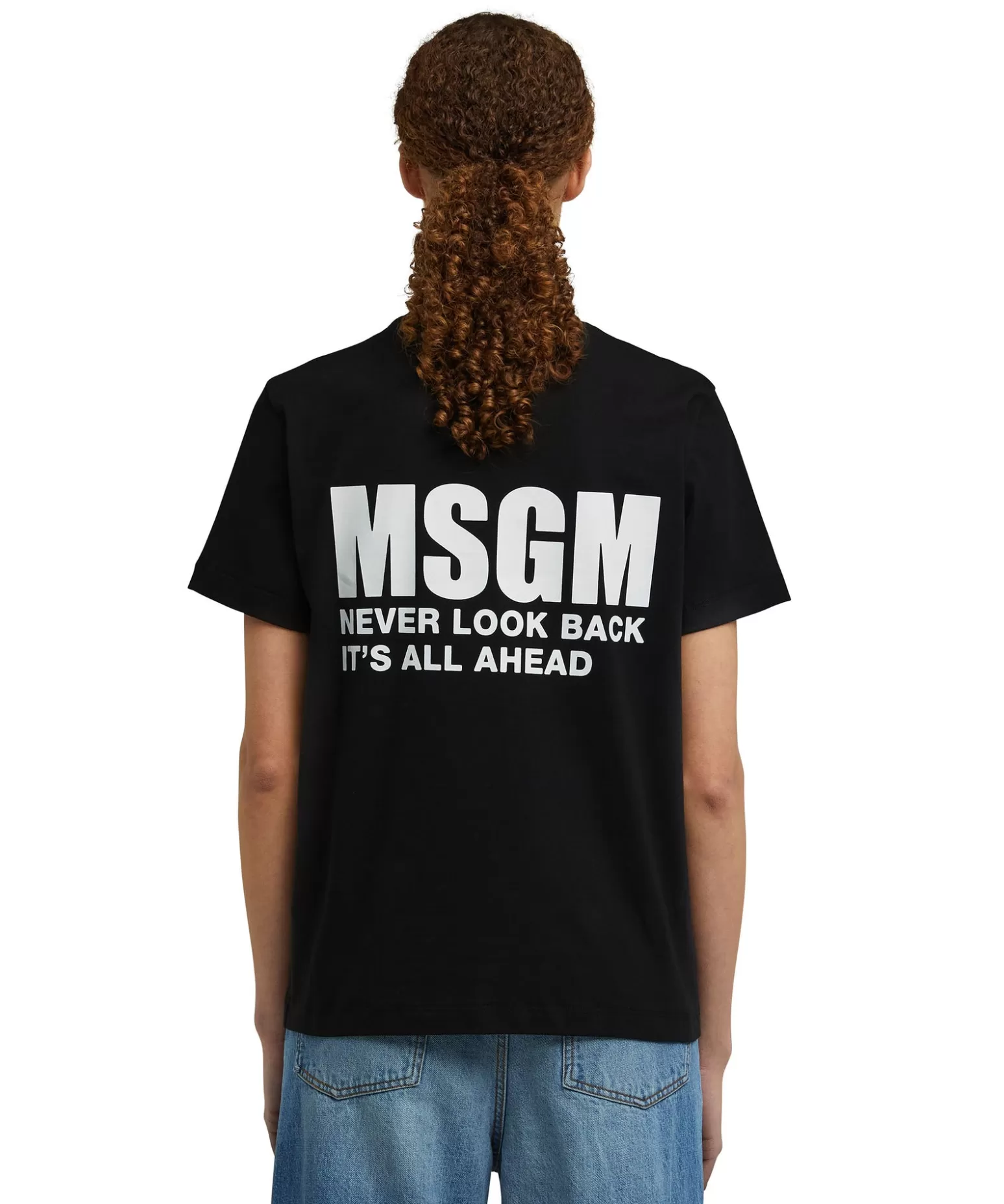 Donna MSGM T-Shirt Girocollo In Cotone Con Logo E Quote