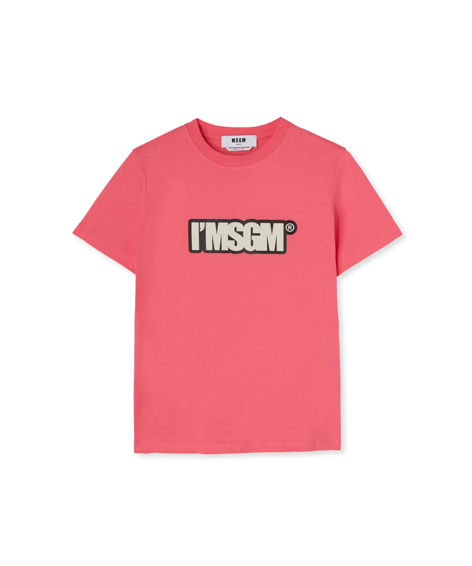 Donna MSGM T-Shirt Girocollo In Cotone Con Logo "I'"