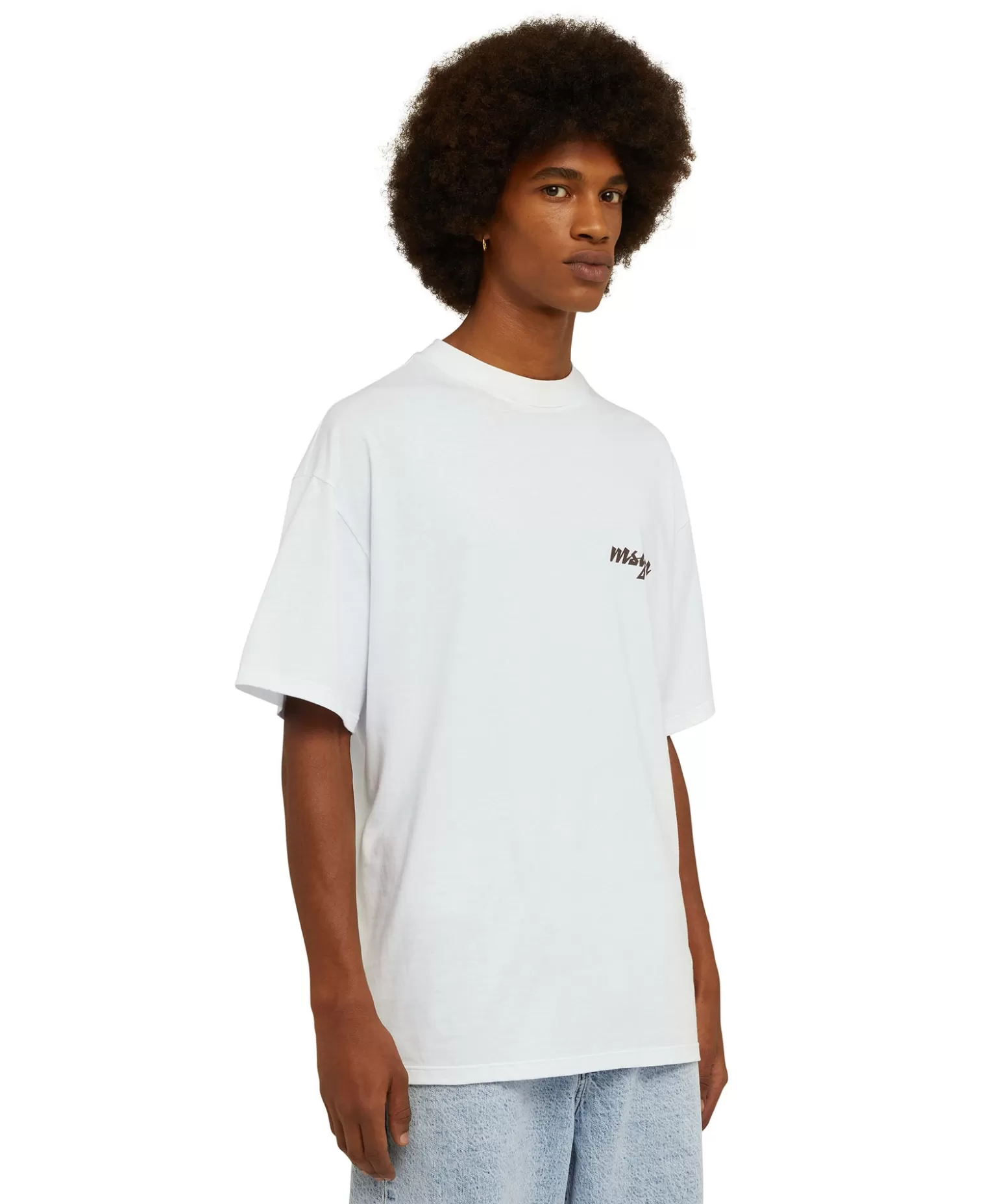 Uomo MSGM T-Shirt Girocollo In Cotone Con Logo Multicolor Corsivo Ricamato