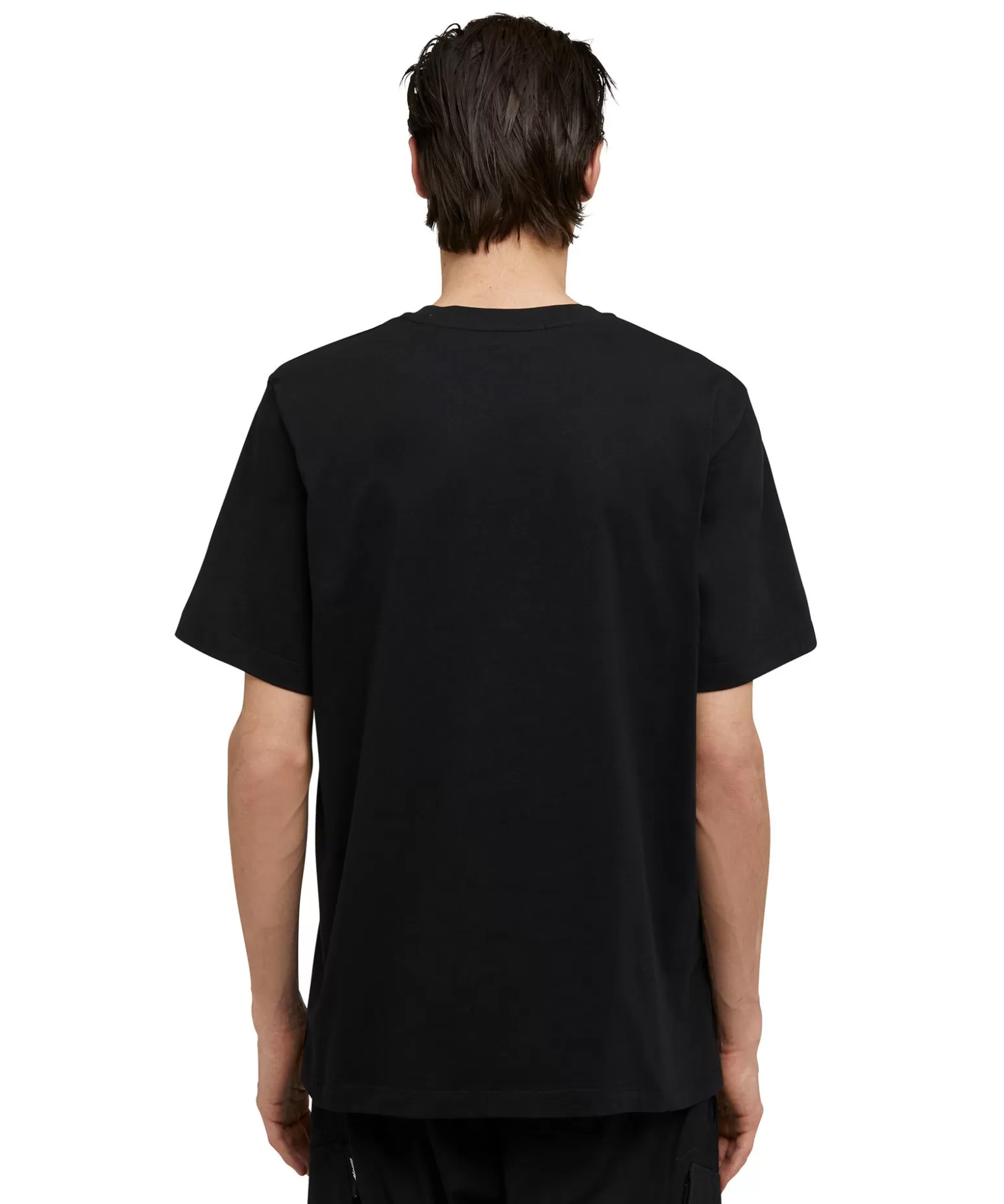 Uomo MSGM T-Shirt Girocollo In Cotone Con Logo Pennellato Posizionato Sul Collo