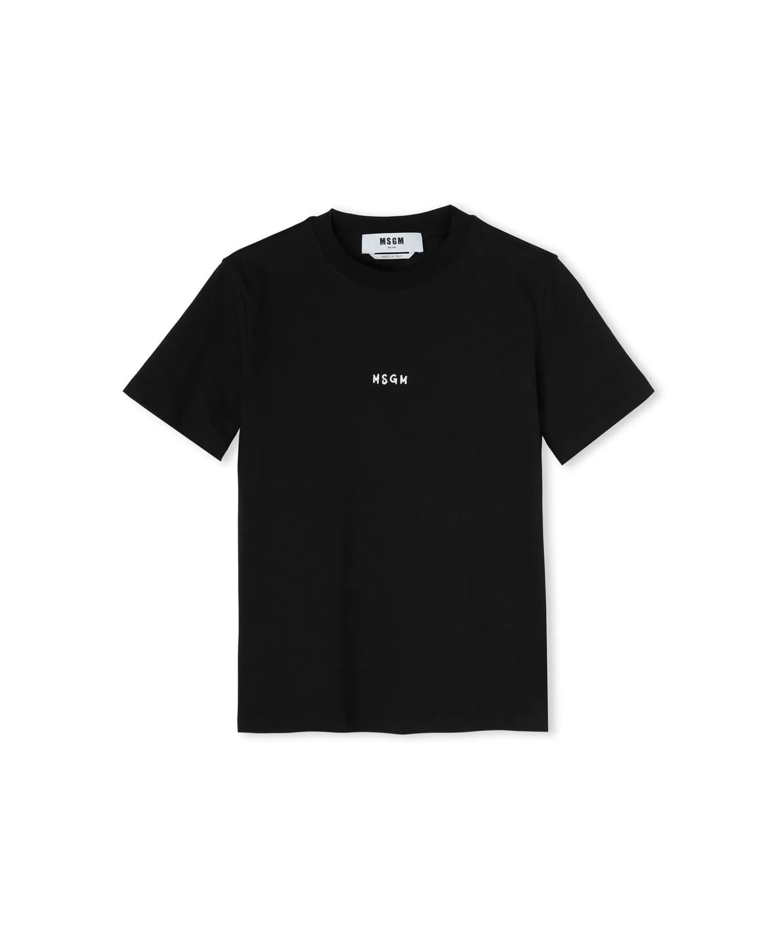 Donna MSGM T-Shirt Girocollo In Cotone Con Micro Logo