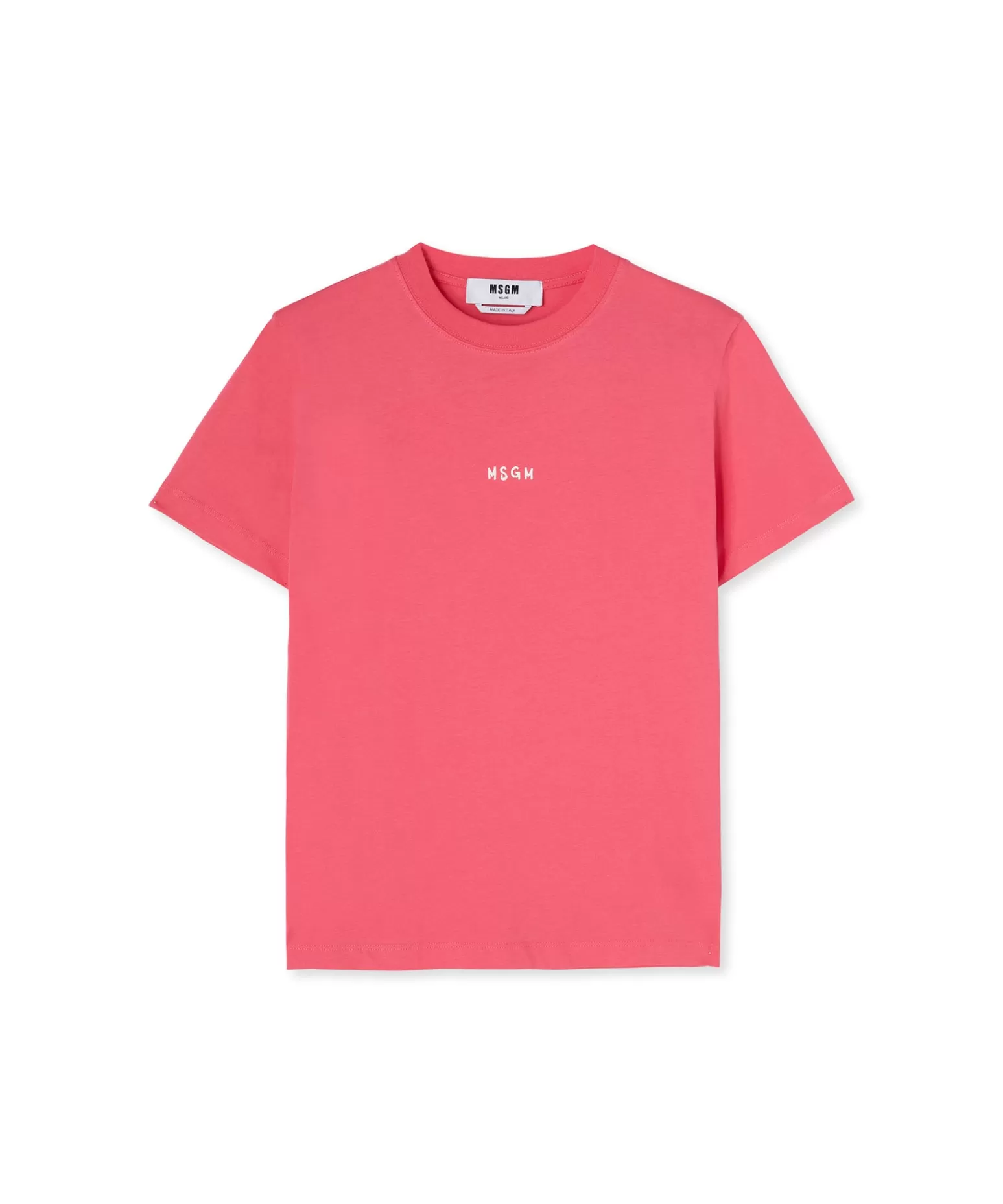 Donna MSGM T-Shirt Girocollo In Cotone Con Micro Logo