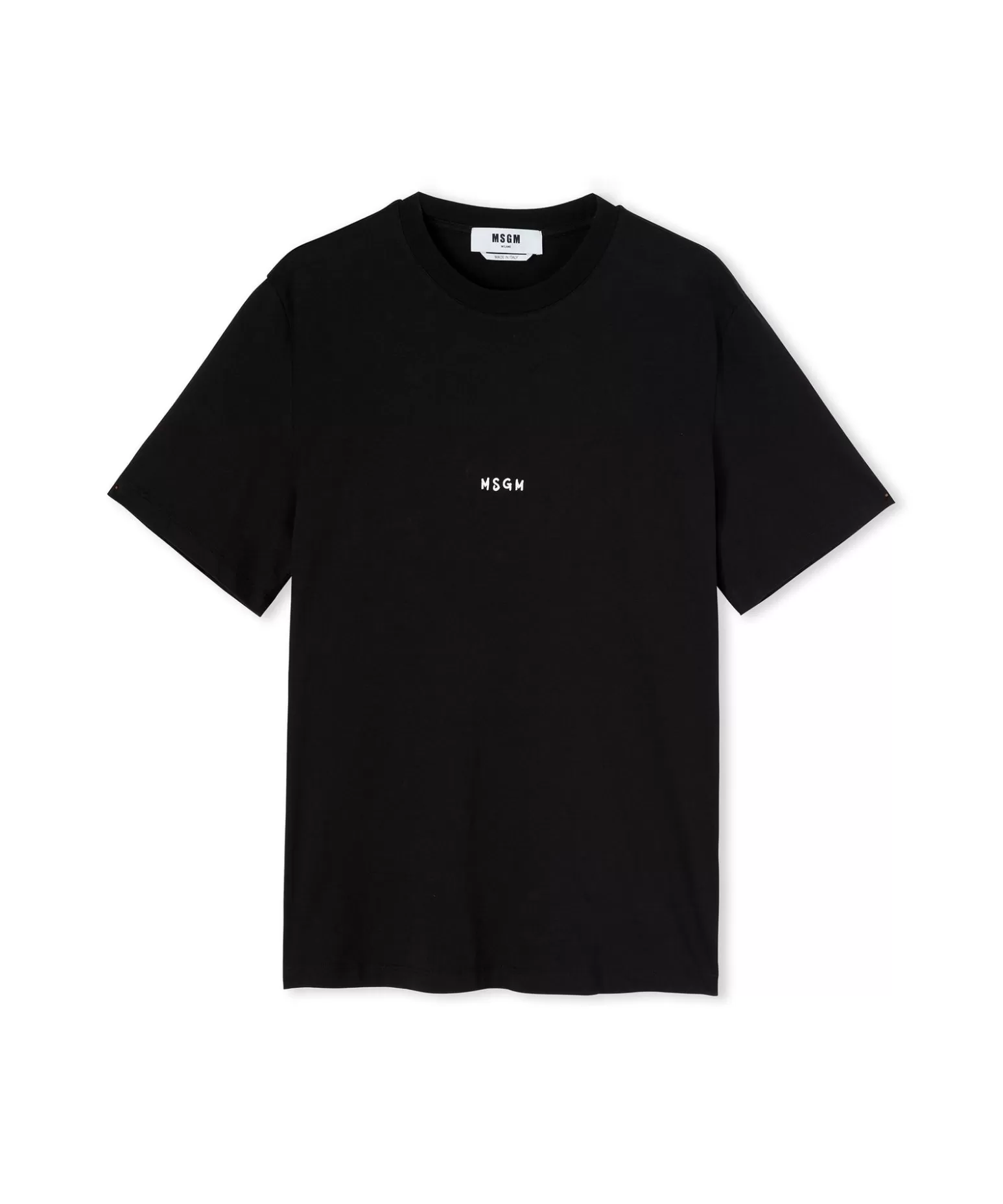 Uomo MSGM T-Shirt Girocollo In Cotone Con Micro Logo