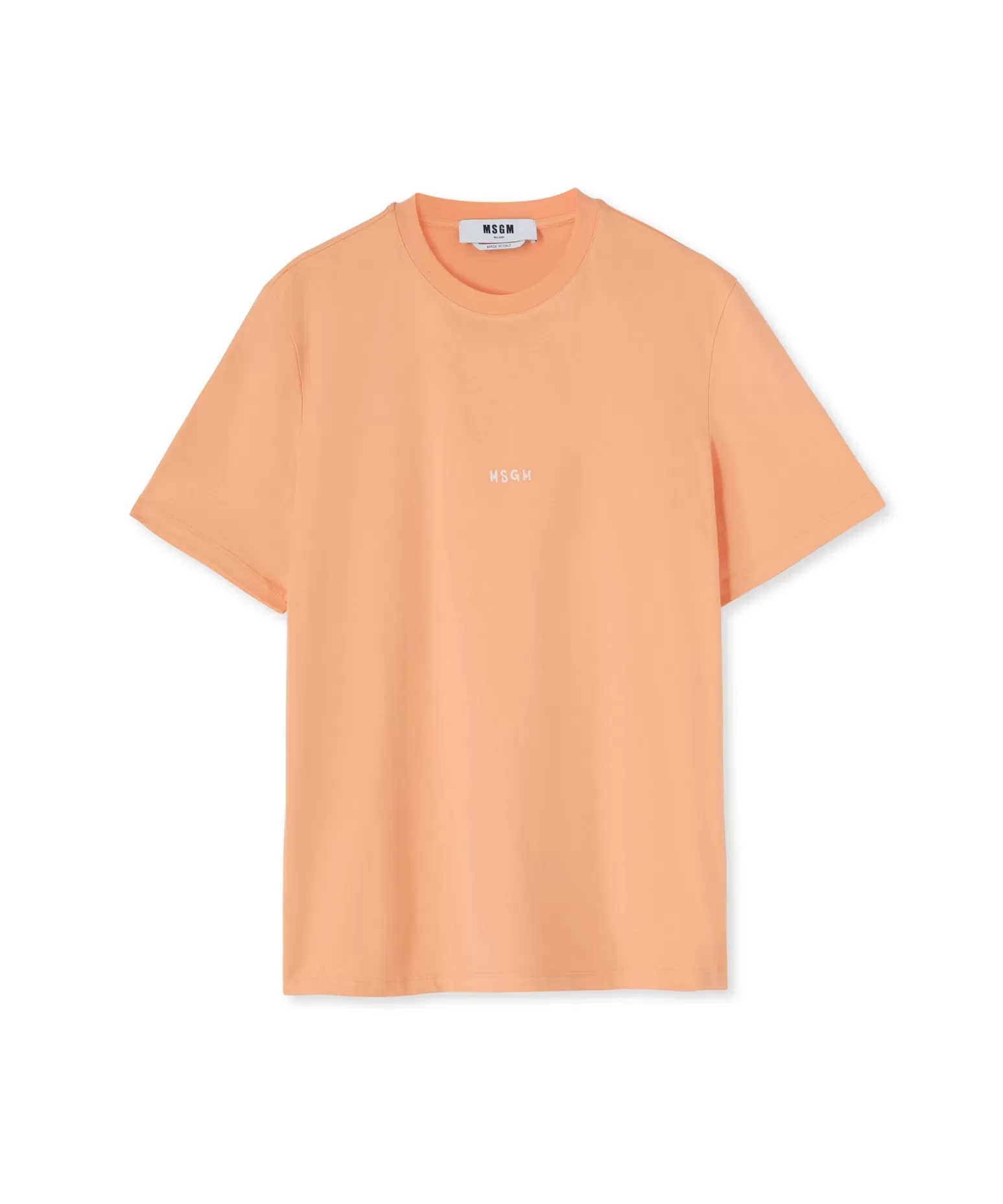 Uomo MSGM T-Shirt Girocollo In Cotone Con Micro Logo