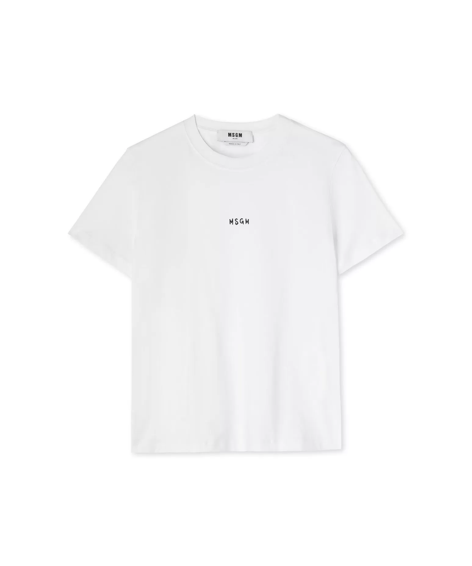 Donna MSGM T-Shirt Girocollo In Cotone Con Micro Logo