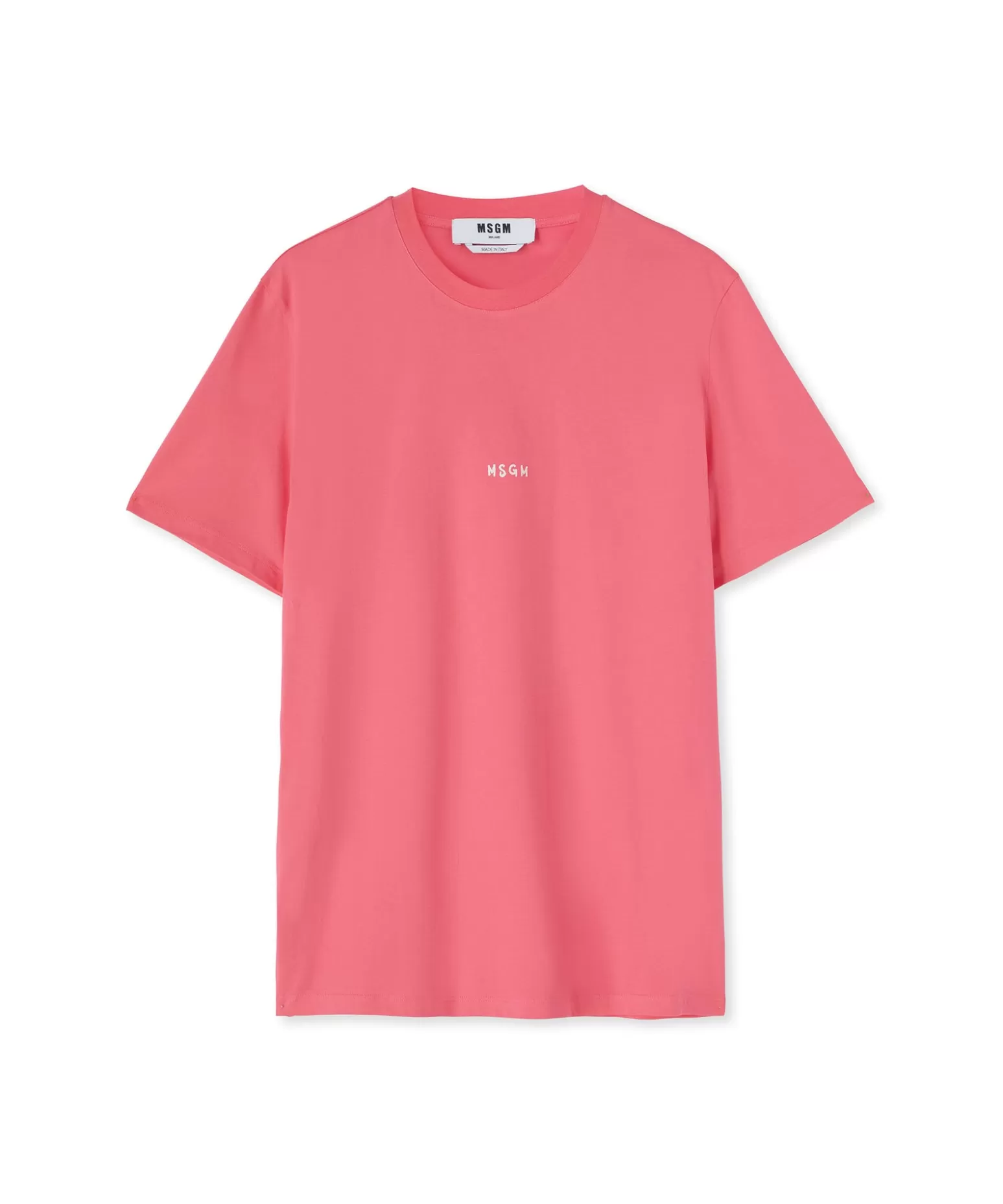 Uomo MSGM T-Shirt Girocollo In Cotone Con Micro Logo