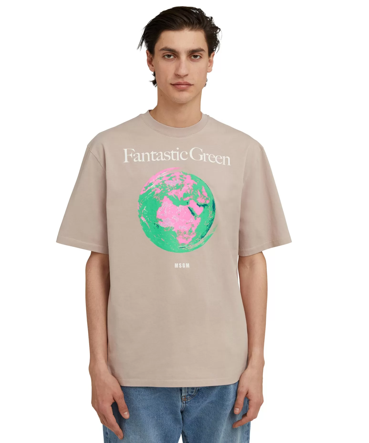 Donna MSGM T-Shirt Girocollo In Cotone Organico Della Capsule Fantastic Green