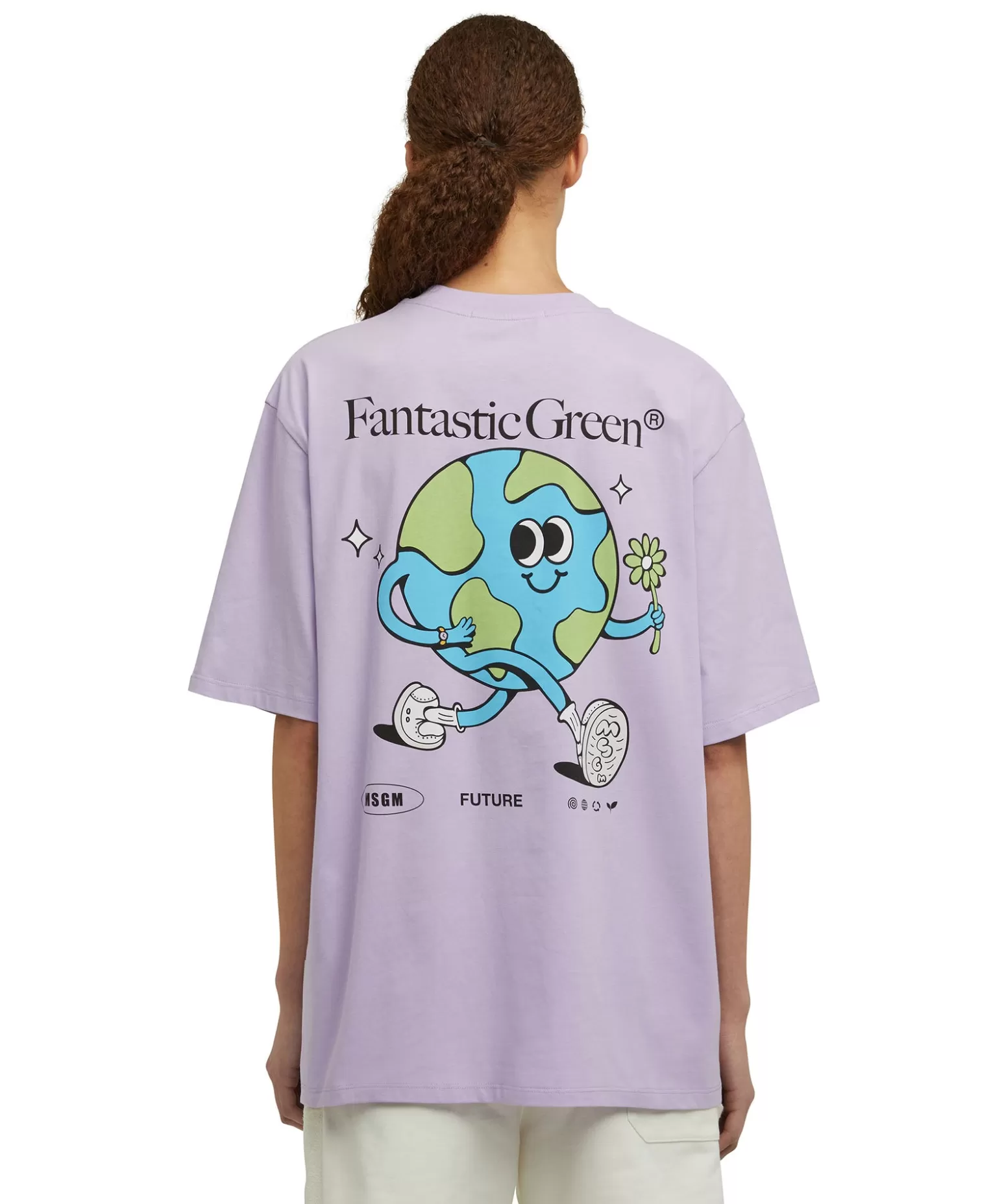 Donna MSGM T-Shirt Girocollo In Cotone Organico Della Capsule Fantastic Green