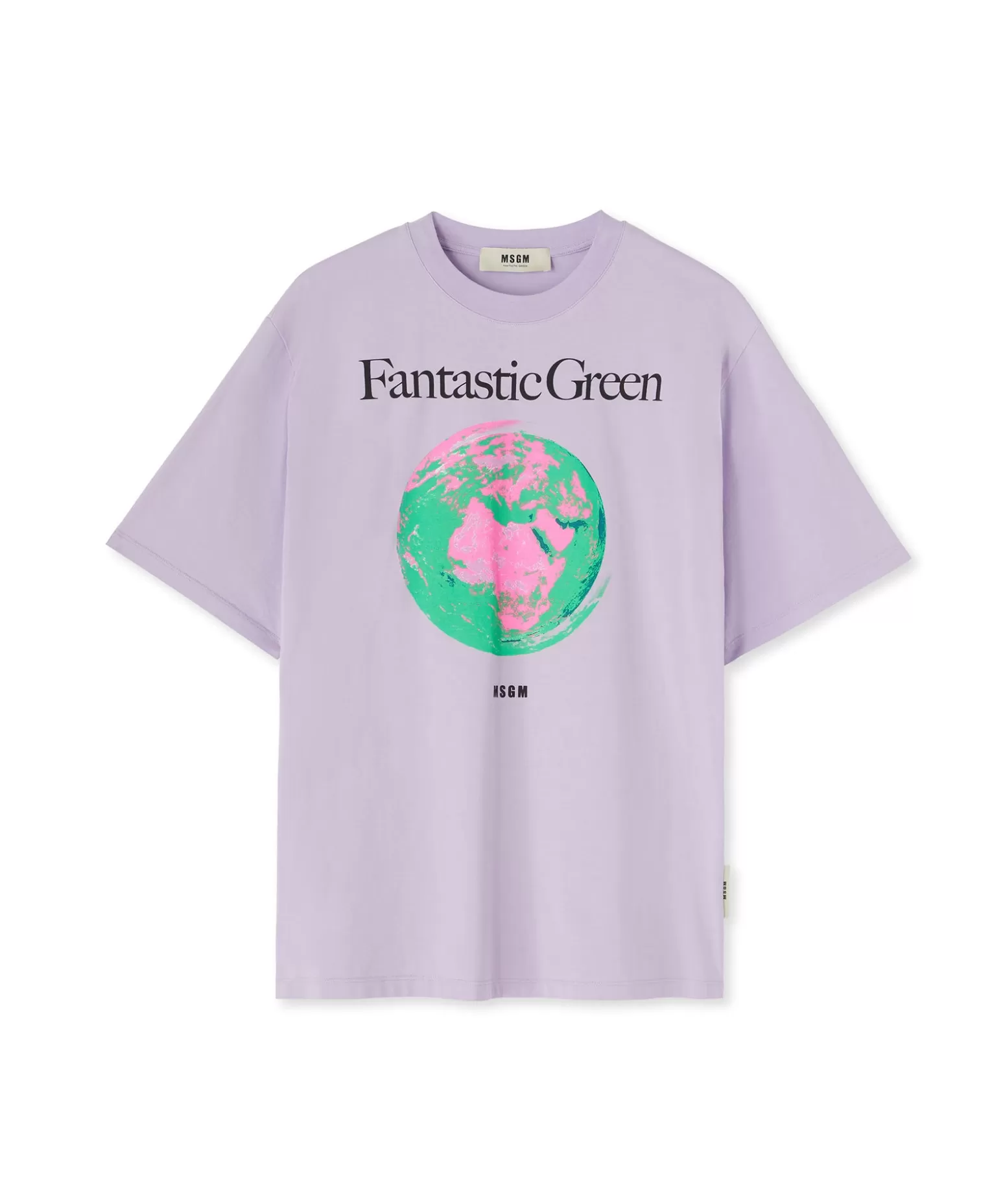 Donna MSGM T-Shirt Girocollo In Cotone Organico Della Capsule Fantastic Green