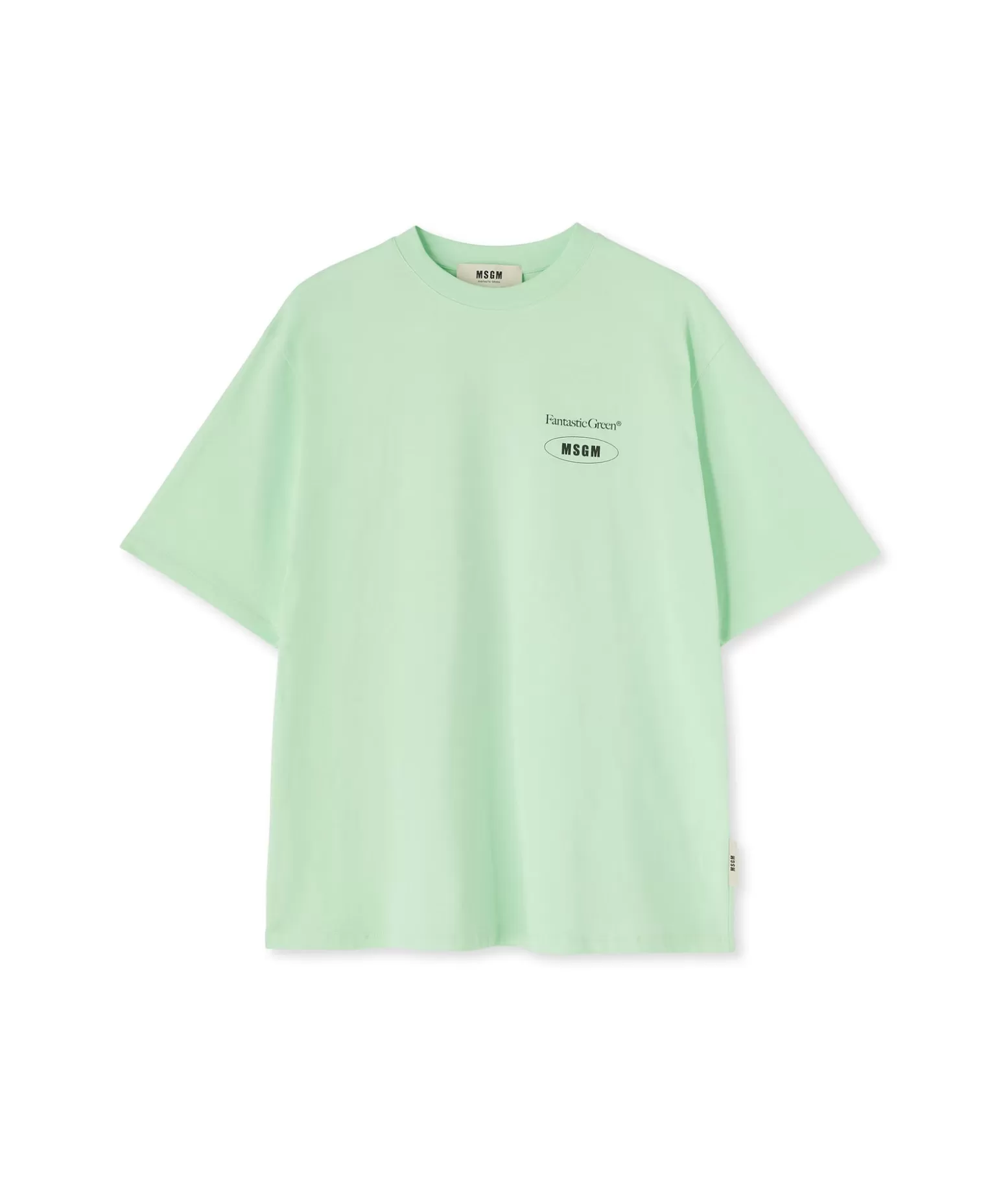 Donna MSGM T-Shirt Girocollo In Cotone Organico Della Capsule Fantastic Green