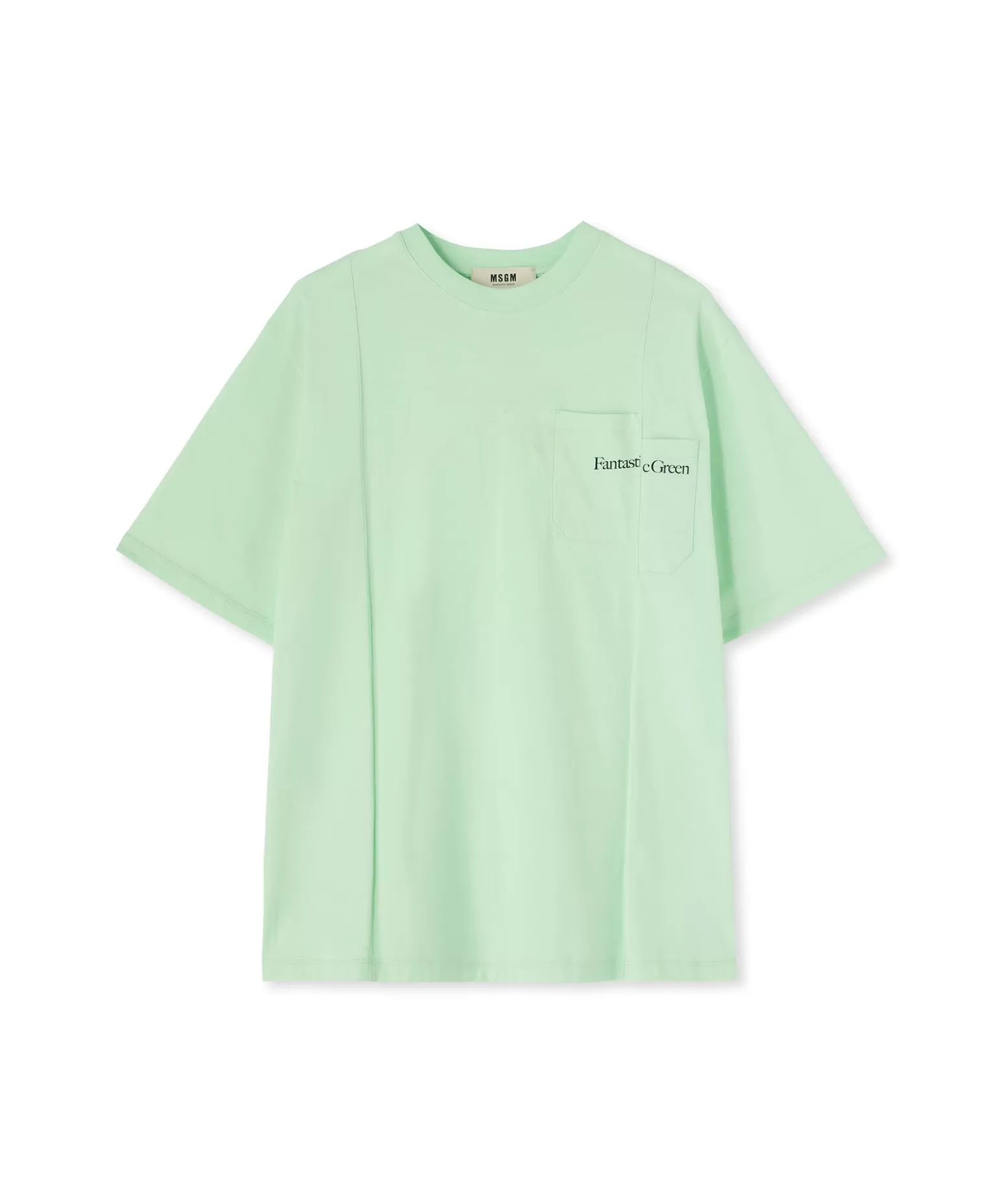 Donna MSGM T-Shirt Girocollo In Cotone Organico Della Capsule Fantastic Green
