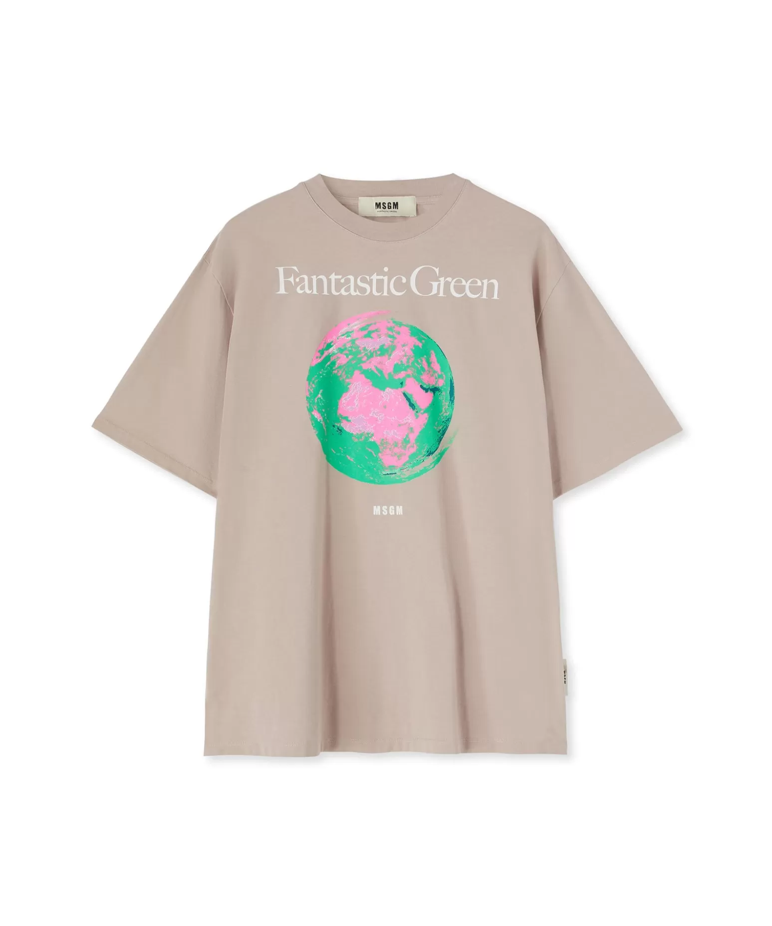 Donna MSGM T-Shirt Girocollo In Cotone Organico Della Capsule Fantastic Green