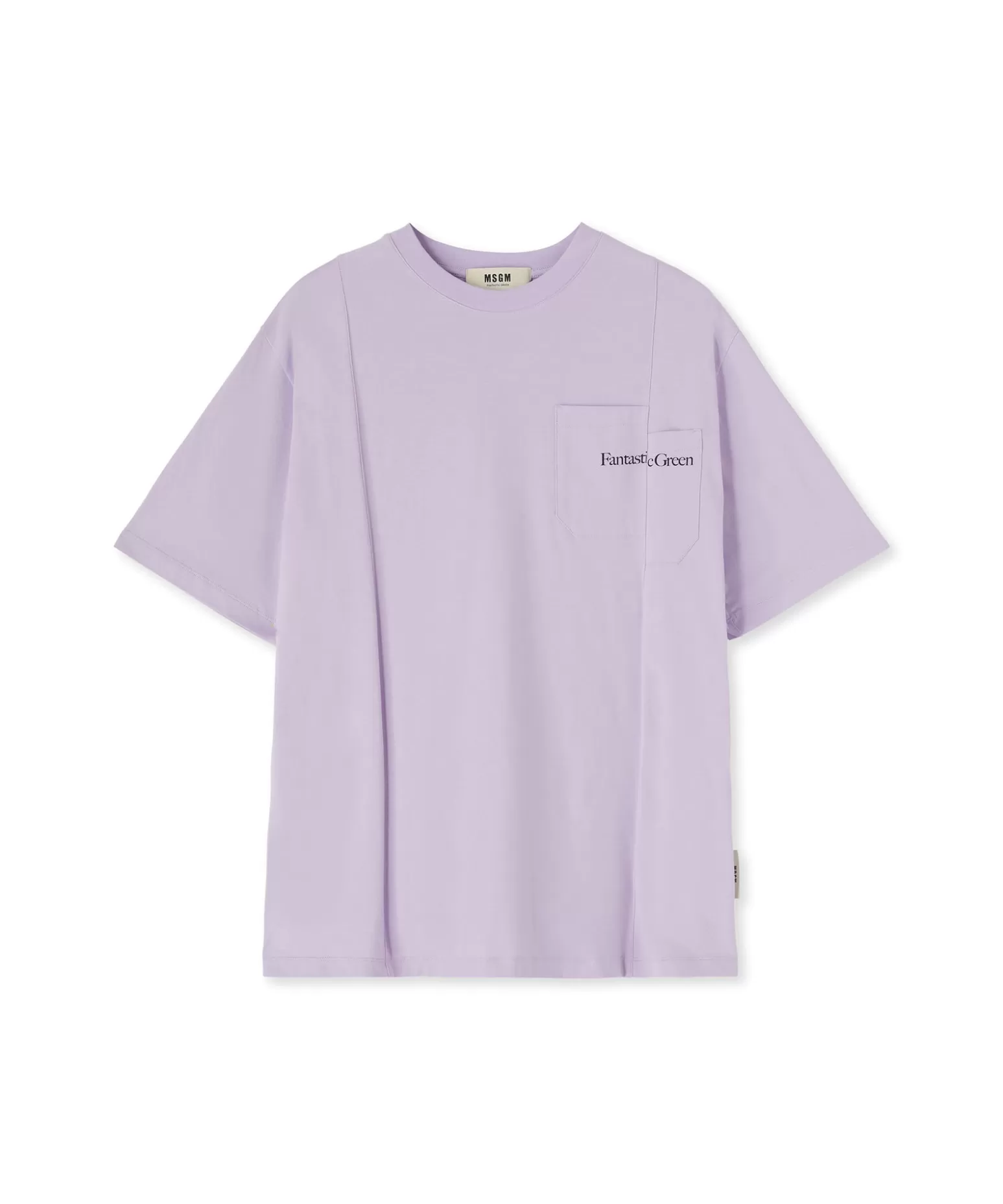 Donna MSGM T-Shirt Girocollo In Cotone Organico Della Capsule Fantastic Green