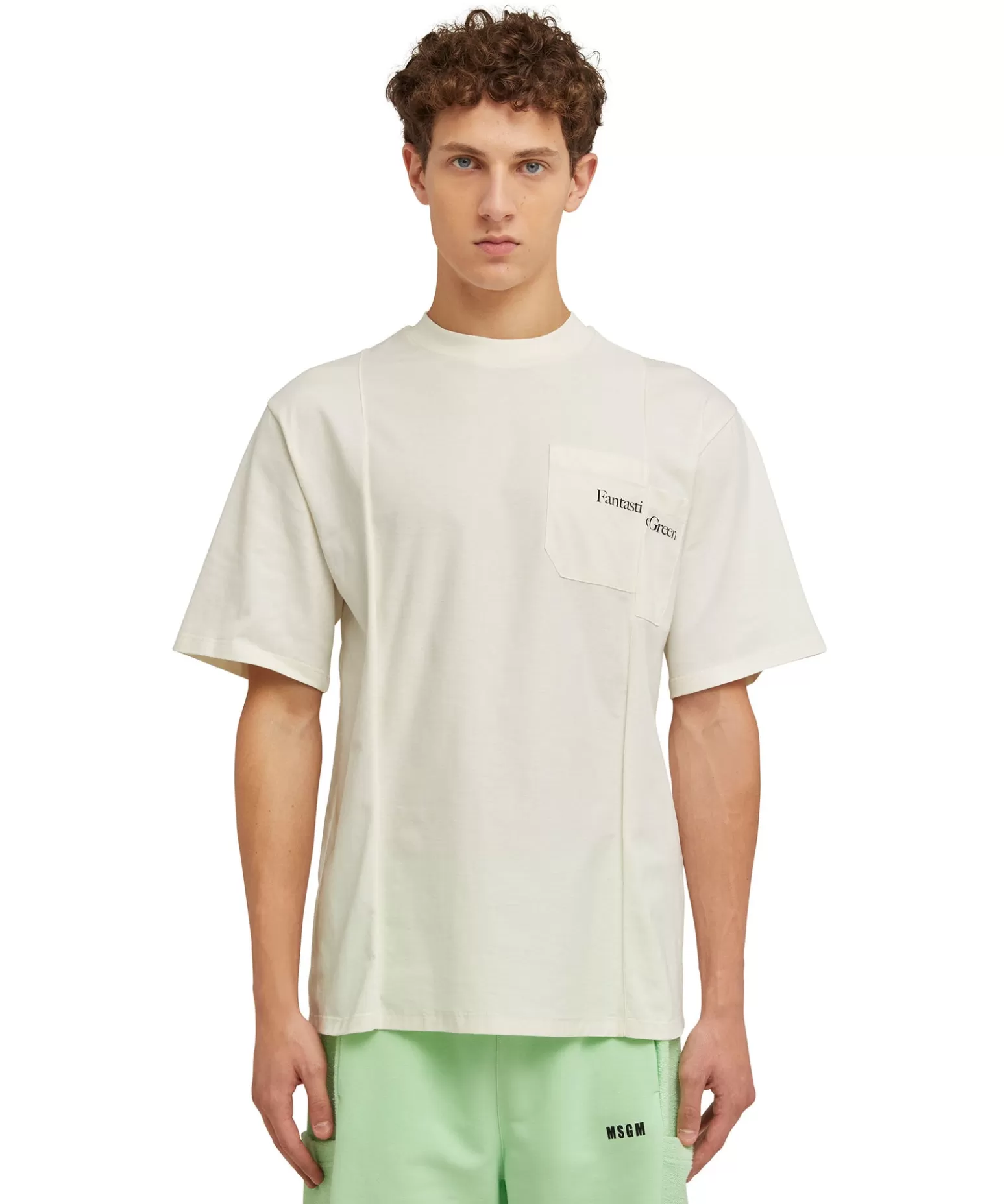 Donna MSGM T-Shirt Girocollo In Cotone Organico Della Capsule Fantastic Green