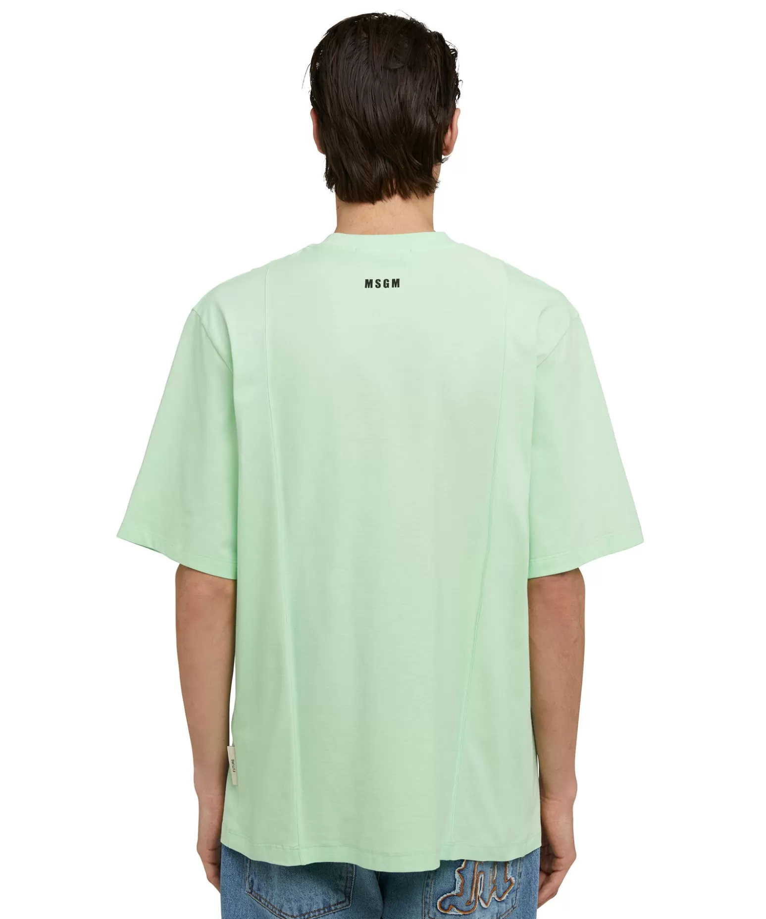 Uomo MSGM T-Shirt Girocollo In Cotone Organico Della Capsule Fantastic Green