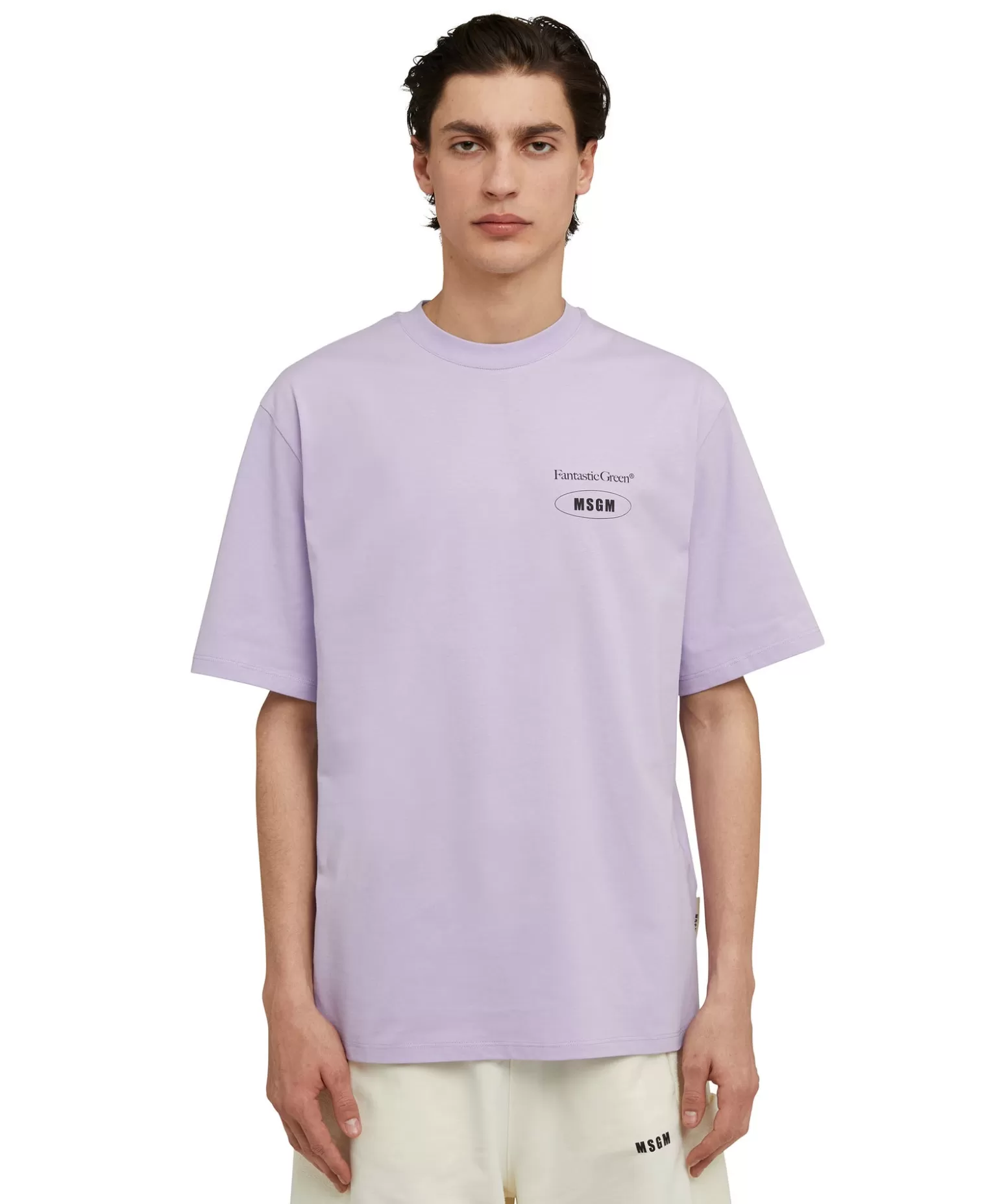 Uomo MSGM T-Shirt Girocollo In Cotone Organico Della Capsule Fantastic Green