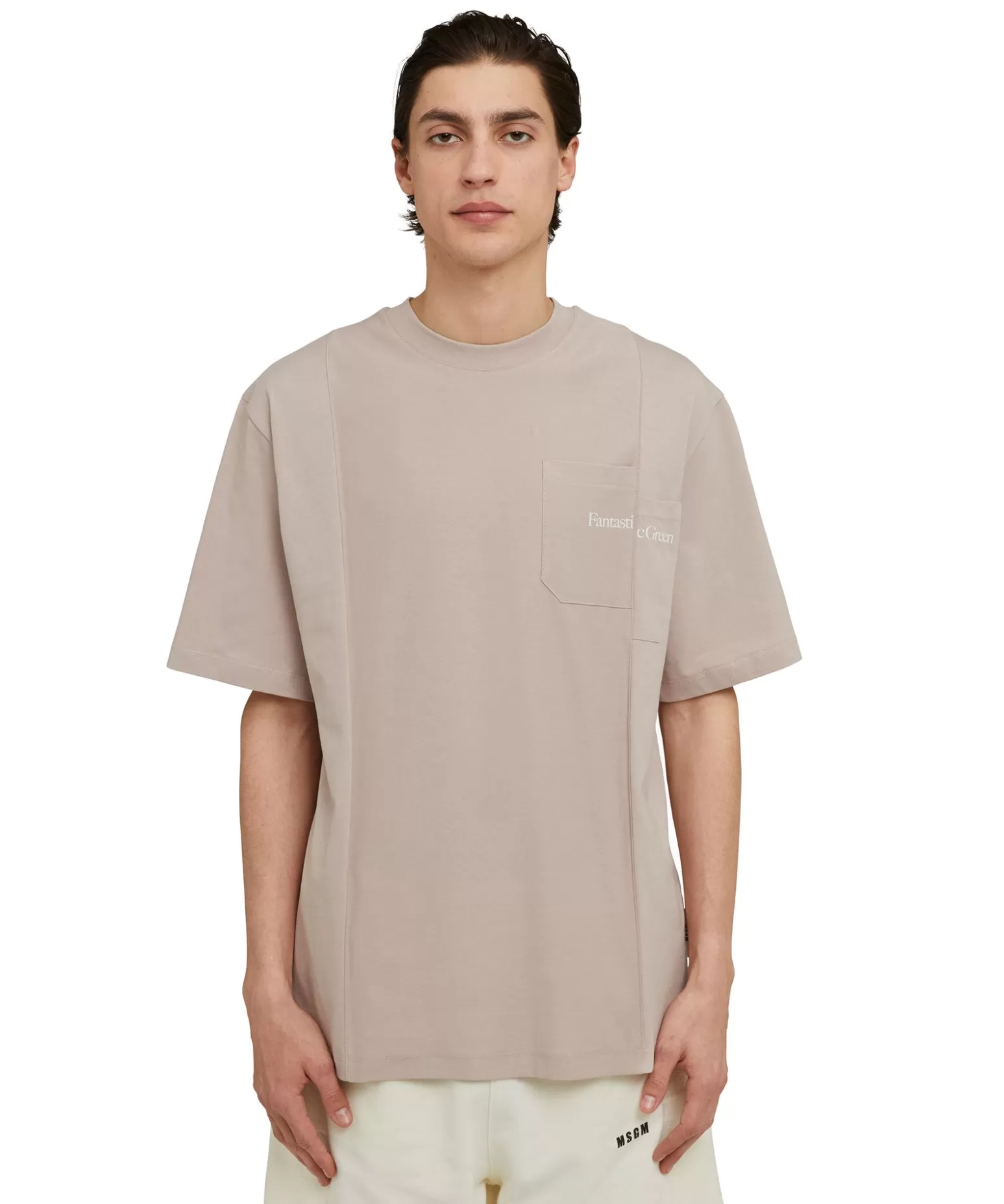 Uomo MSGM T-Shirt Girocollo In Cotone Organico Della Capsule Fantastic Green