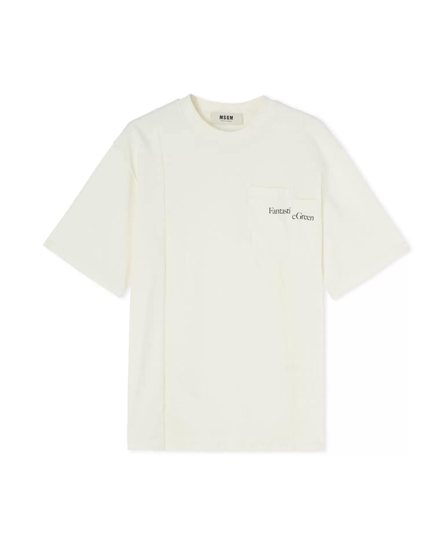 Uomo MSGM T-Shirt Girocollo In Cotone Organico Della Capsule Fantastic Green