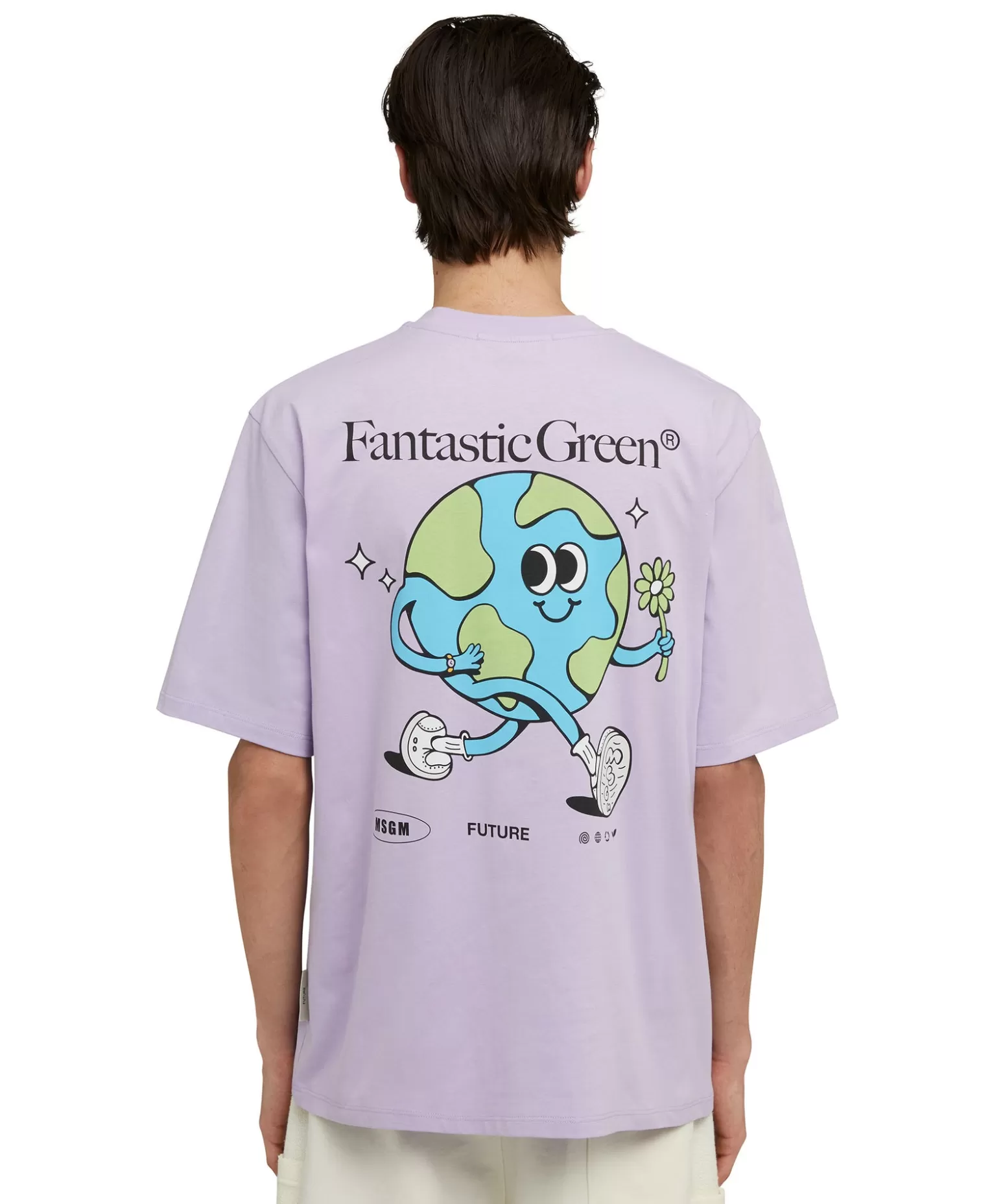 Uomo MSGM T-Shirt Girocollo In Cotone Organico Della Capsule Fantastic Green