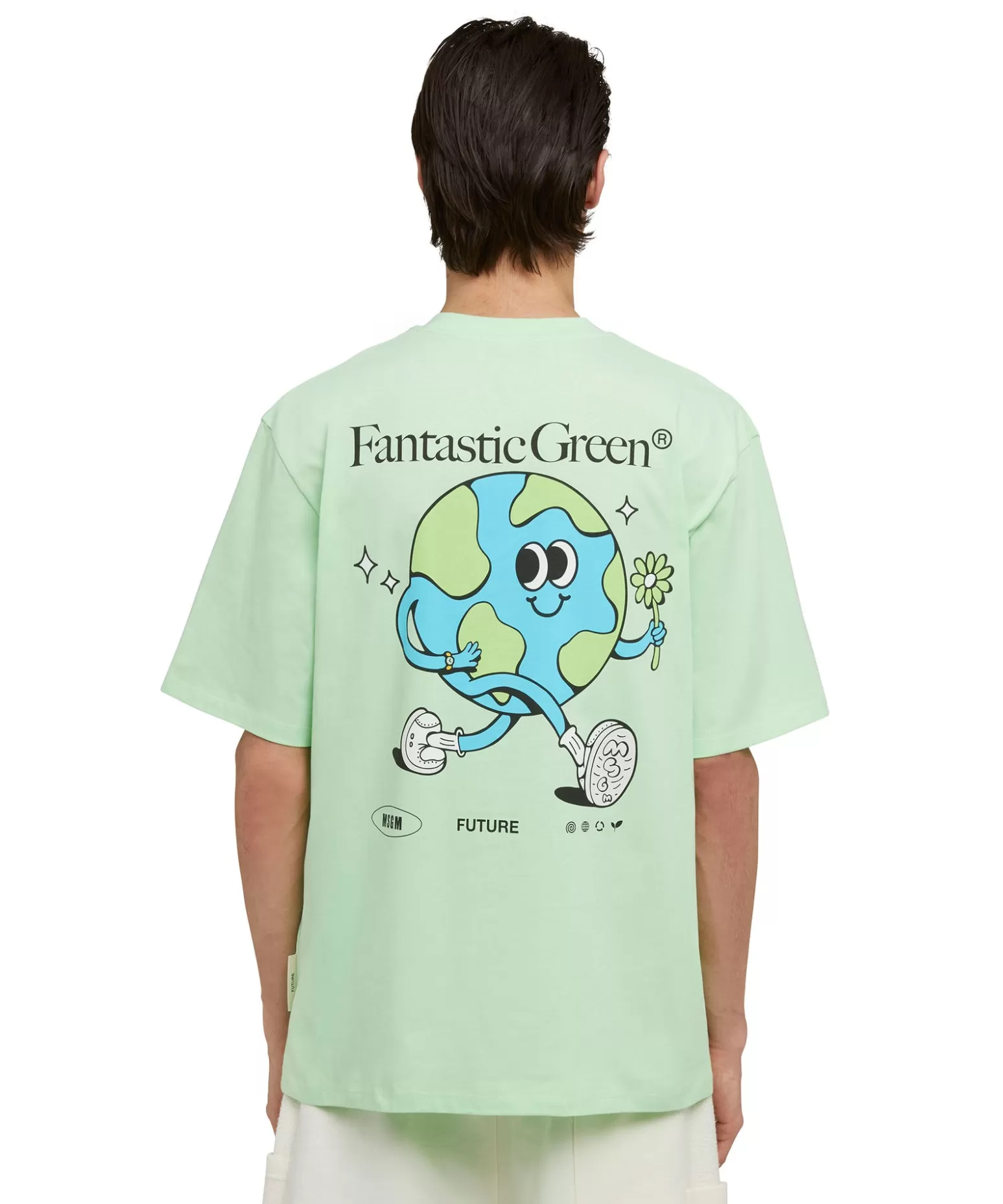 Donna MSGM T-Shirt Girocollo In Cotone Organico Della Capsule Fantastic Green
