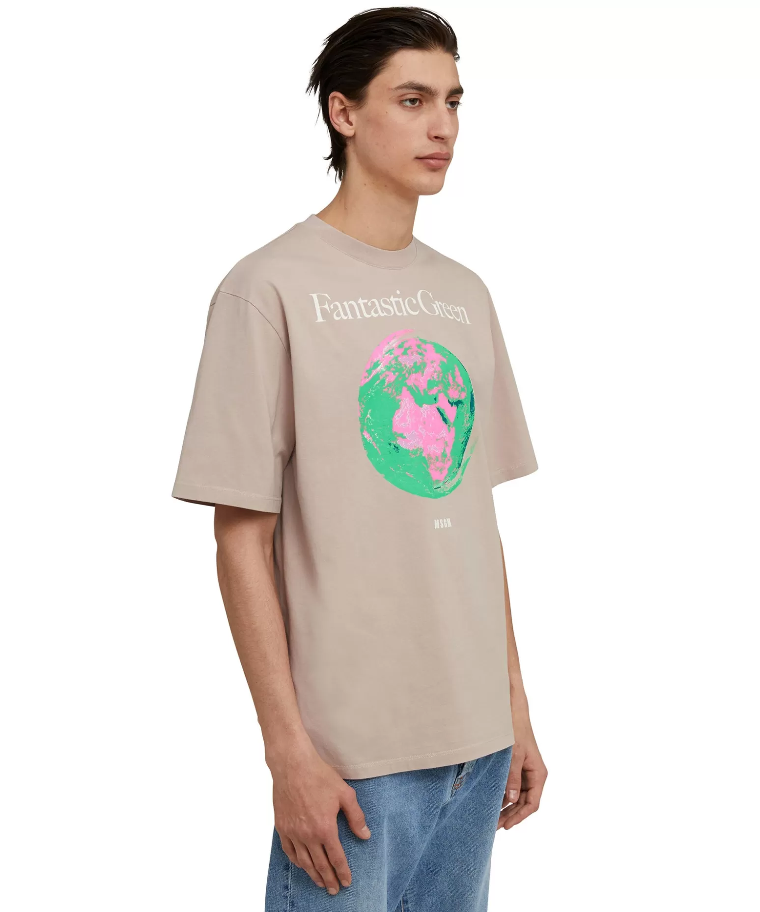 Donna MSGM T-Shirt Girocollo In Cotone Organico Della Capsule Fantastic Green