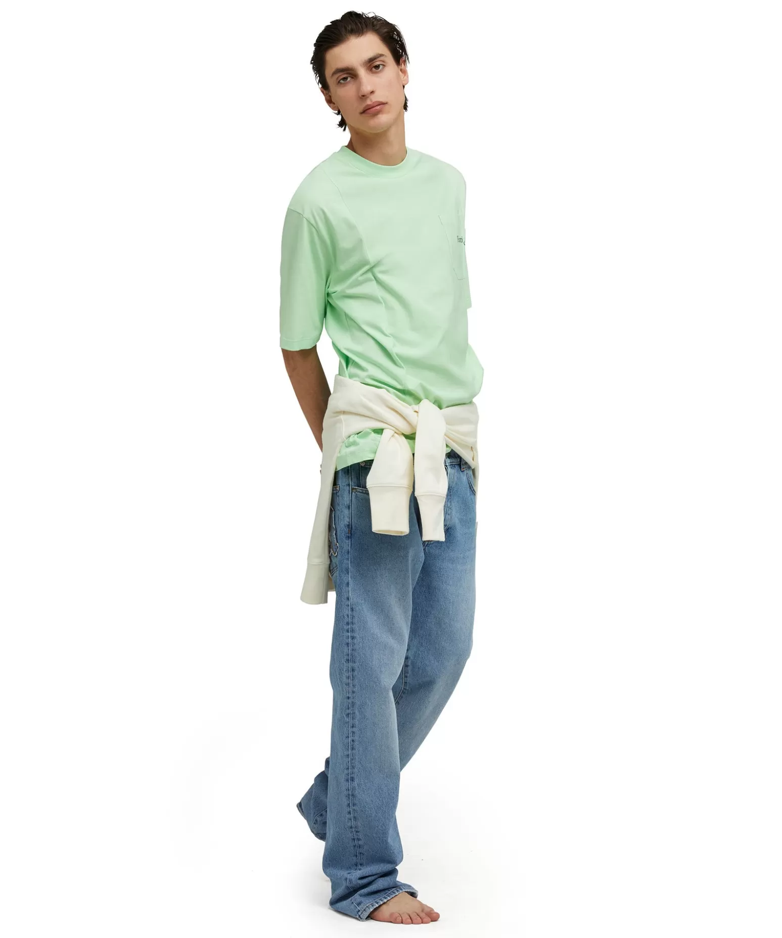 Uomo MSGM T-Shirt Girocollo In Cotone Organico Della Capsule Fantastic Green