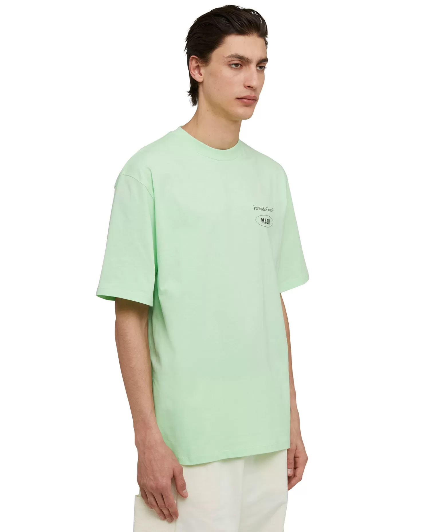 Donna MSGM T-Shirt Girocollo In Cotone Organico Della Capsule Fantastic Green