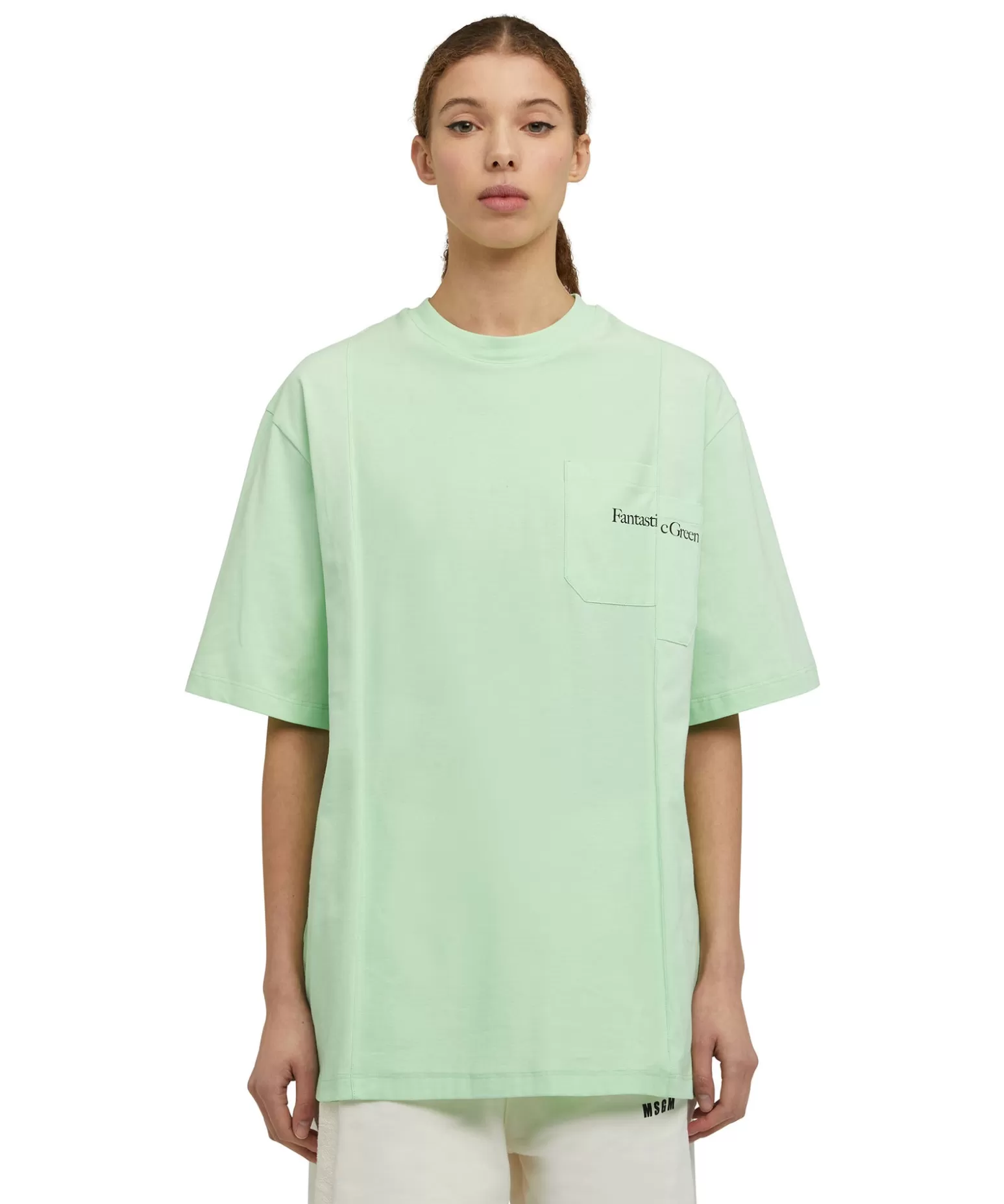 Uomo MSGM T-Shirt Girocollo In Cotone Organico Della Capsule Fantastic Green