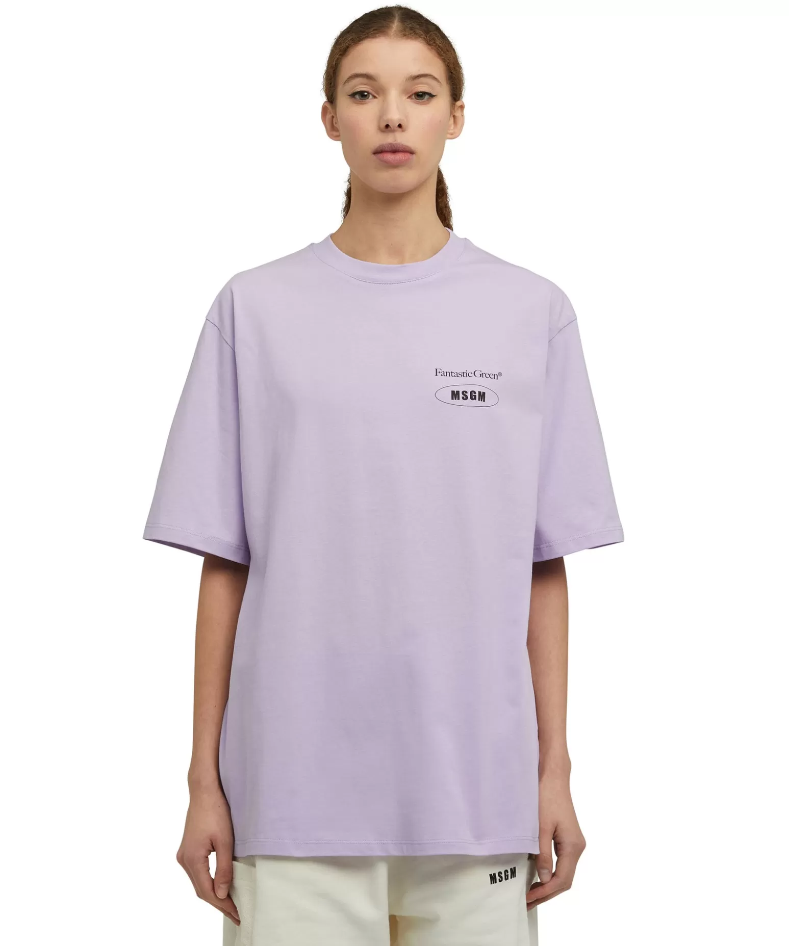 Uomo MSGM T-Shirt Girocollo In Cotone Organico Della Capsule Fantastic Green