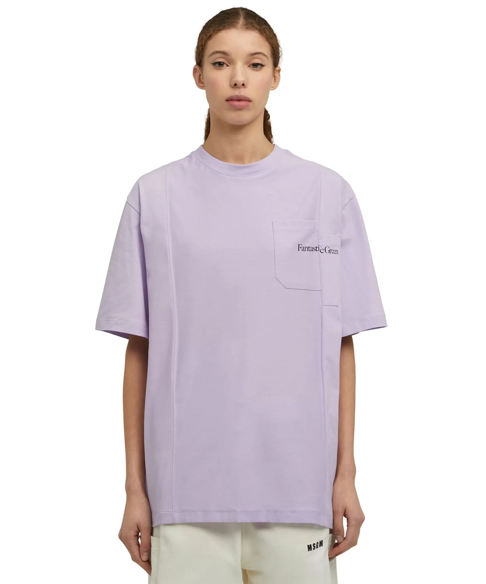 Uomo MSGM T-Shirt Girocollo In Cotone Organico Della Capsule Fantastic Green
