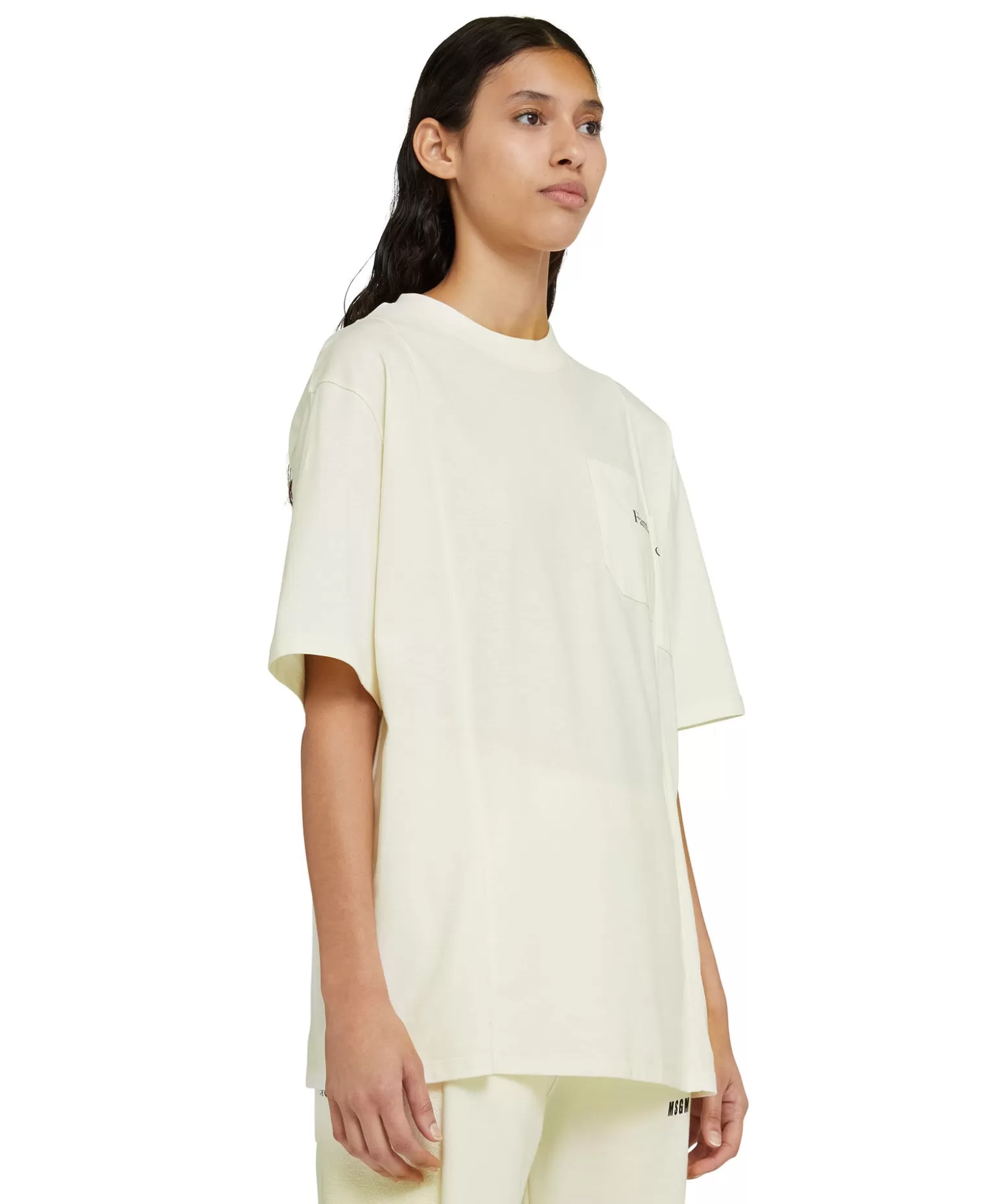 Uomo MSGM T-Shirt Girocollo In Cotone Organico Della Capsule Fantastic Green