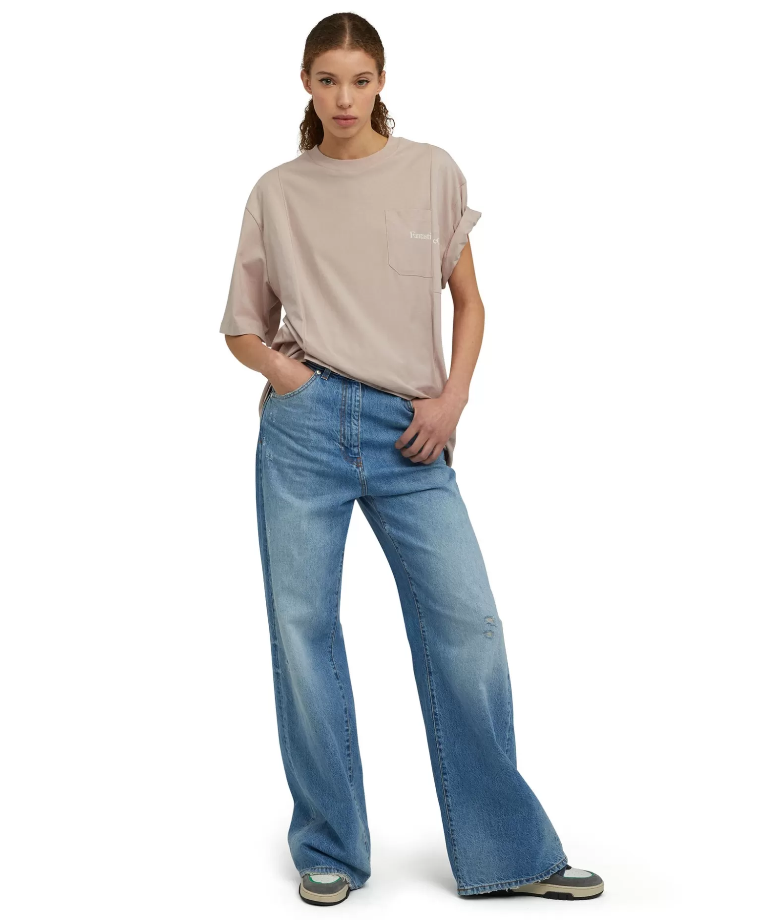 Donna MSGM T-Shirt Girocollo In Cotone Organico Della Capsule Fantastic Green