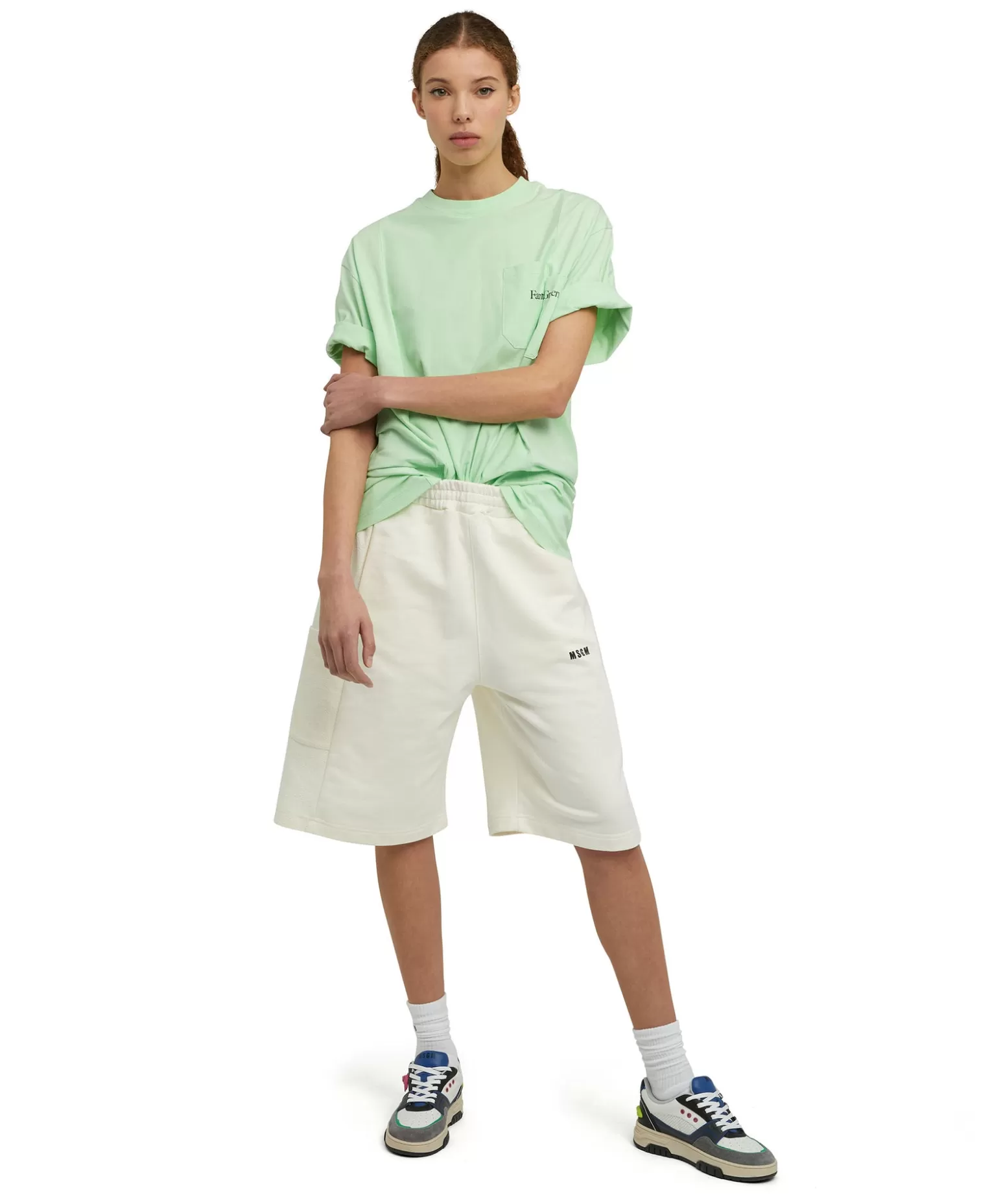 Uomo MSGM T-Shirt Girocollo In Cotone Organico Della Capsule Fantastic Green