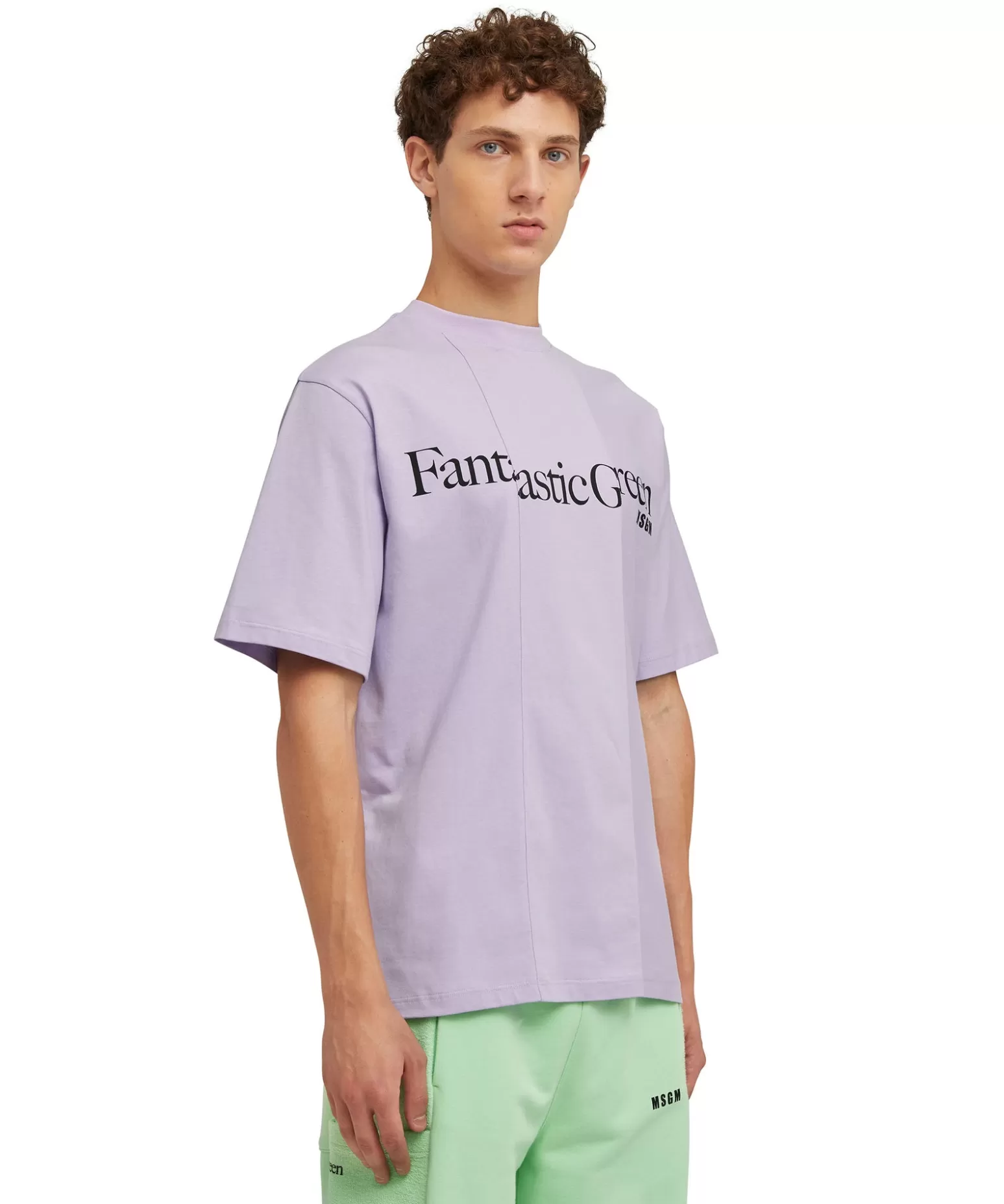 Uomo MSGM T-Shirt Girocollo In Cotone Organico Della Capsule Fantastic Green