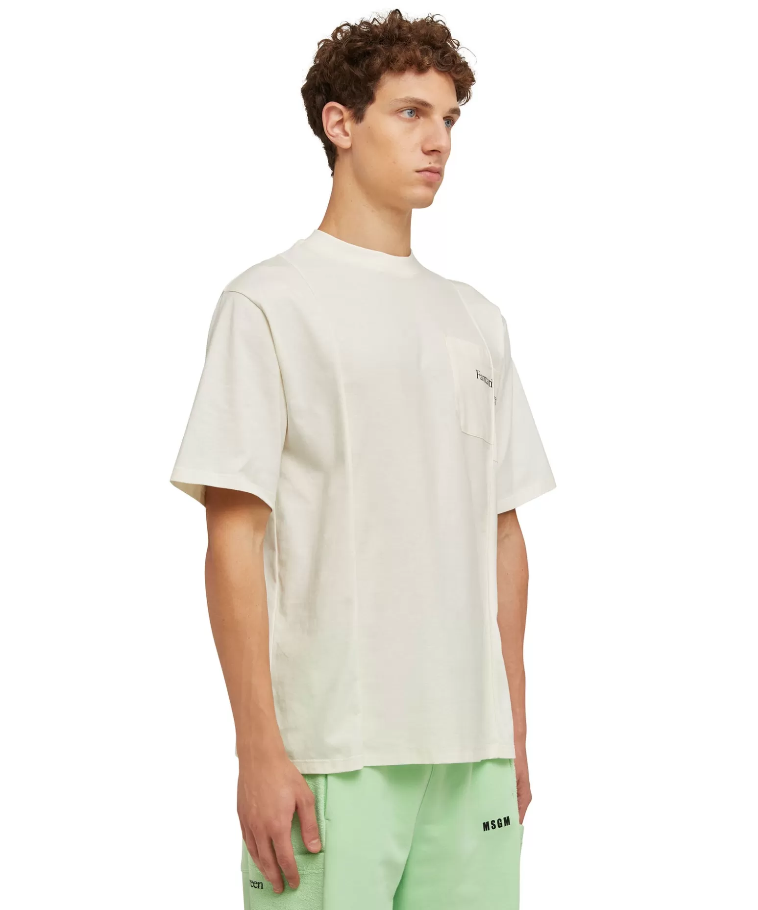 Uomo MSGM T-Shirt Girocollo In Cotone Organico Della Capsule Fantastic Green
