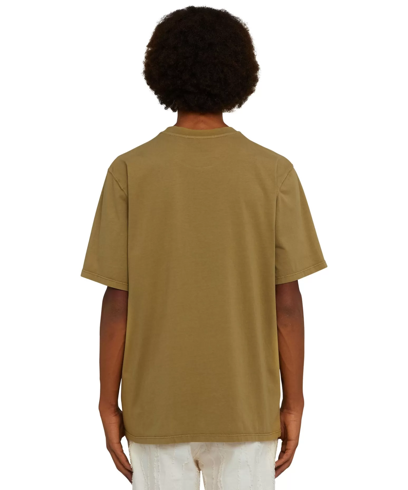 Uomo MSGM T-Shirt Girocollo In Cotone Tinta Unita Con Etichetta Con Logo Applicata