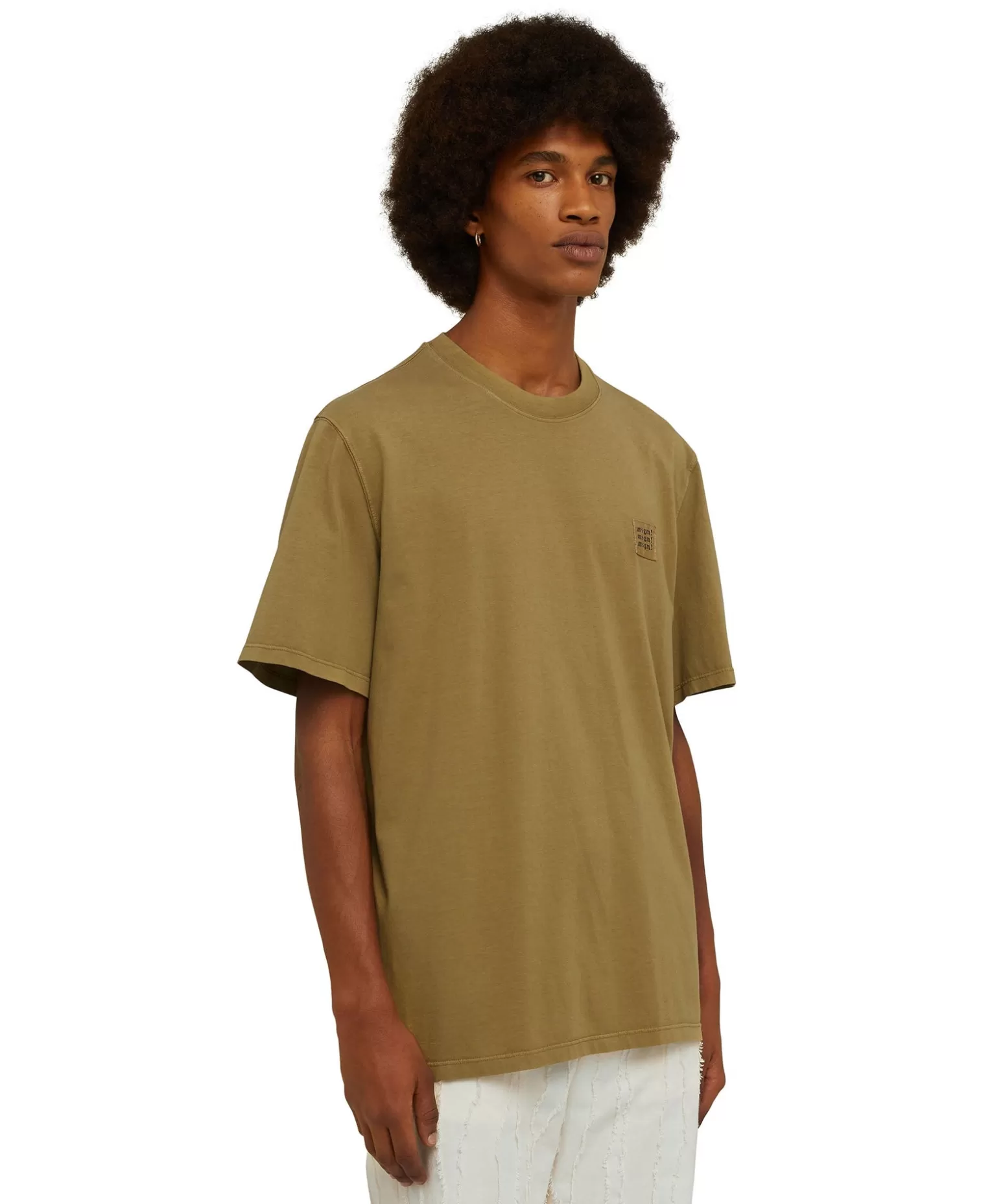 Uomo MSGM T-Shirt Girocollo In Cotone Tinta Unita Con Etichetta Con Logo Applicata