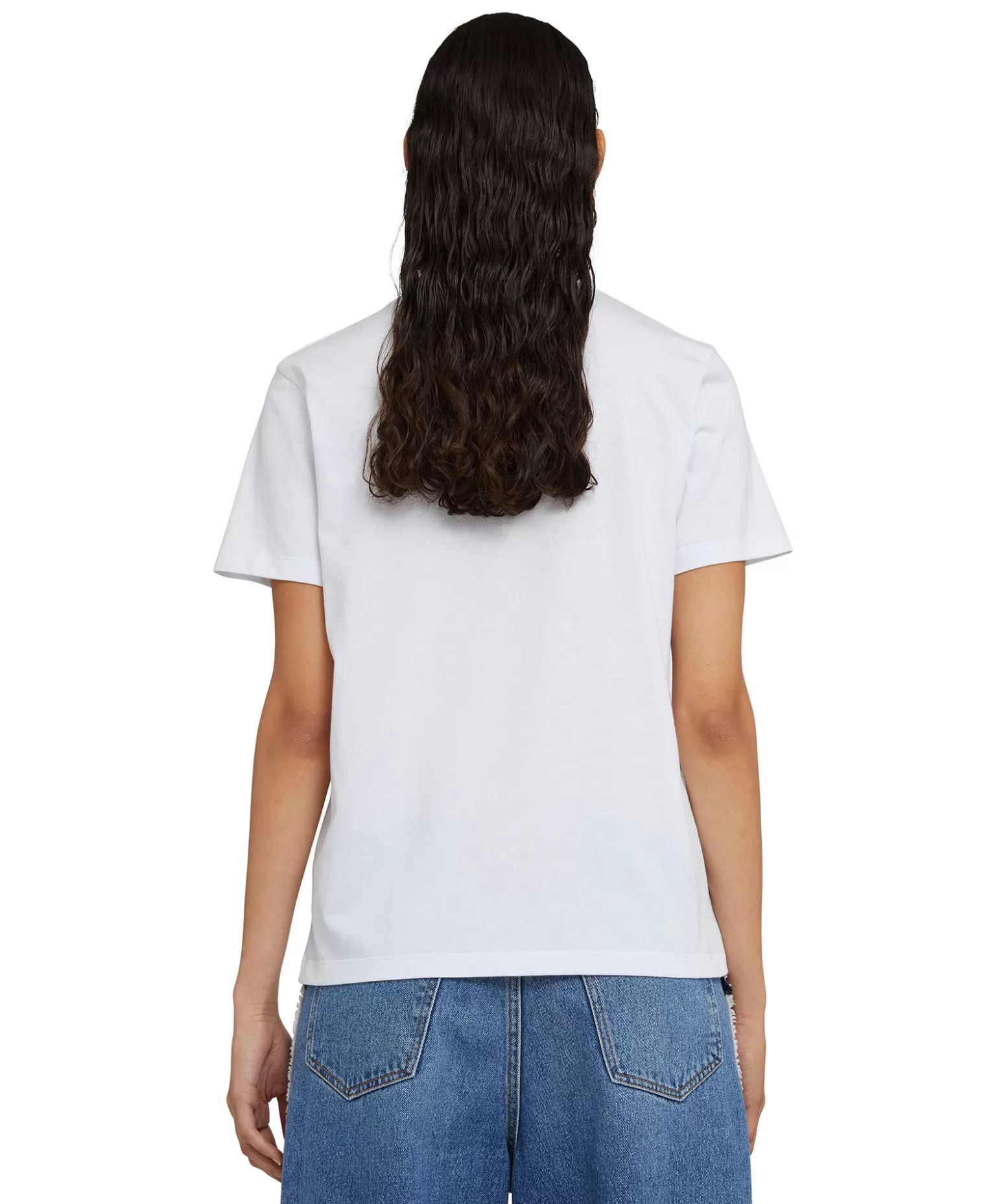 Donna MSGM T-Shirt Girocollo In Cotone Tinta Unita Con Grafica "Club Paradiso"