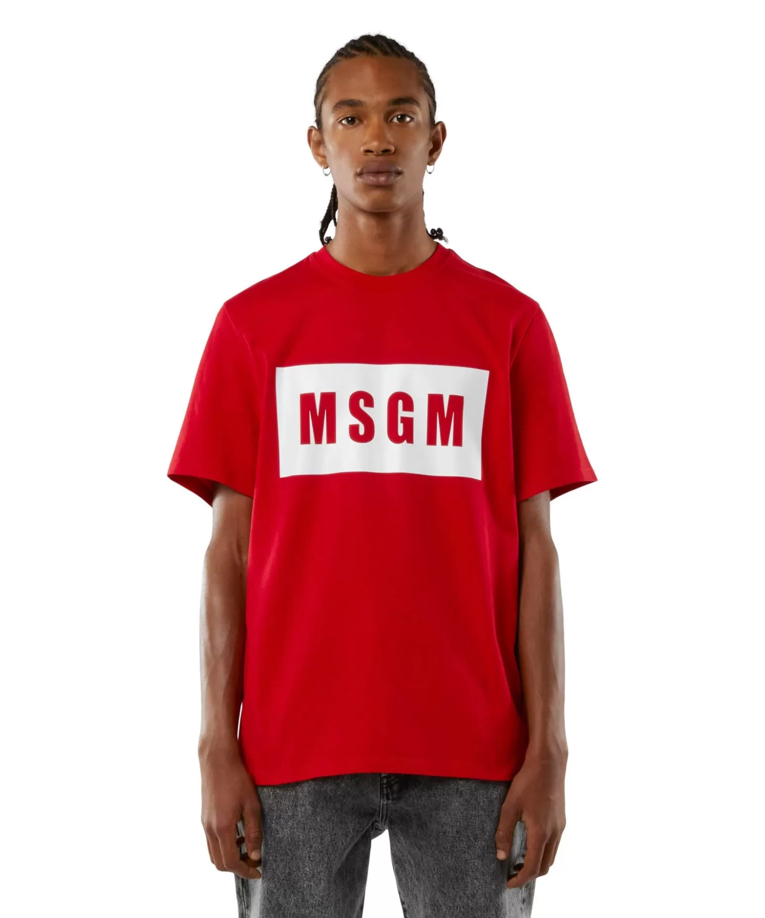 Uomo MSGM T-Shirt In Cotone Con Box Logo