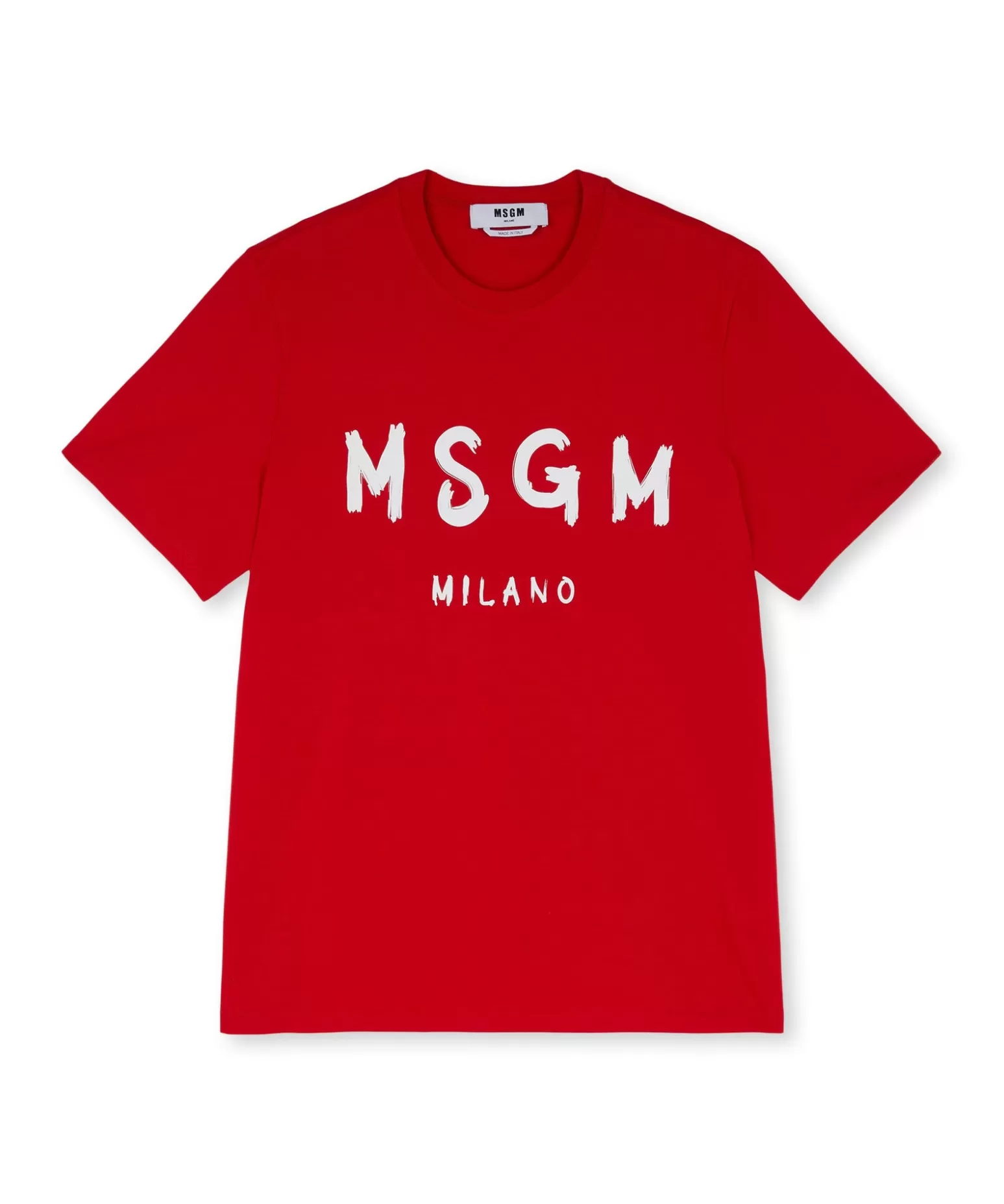 Uomo MSGM T-Shirt In Cotone Con Logo Pennellato